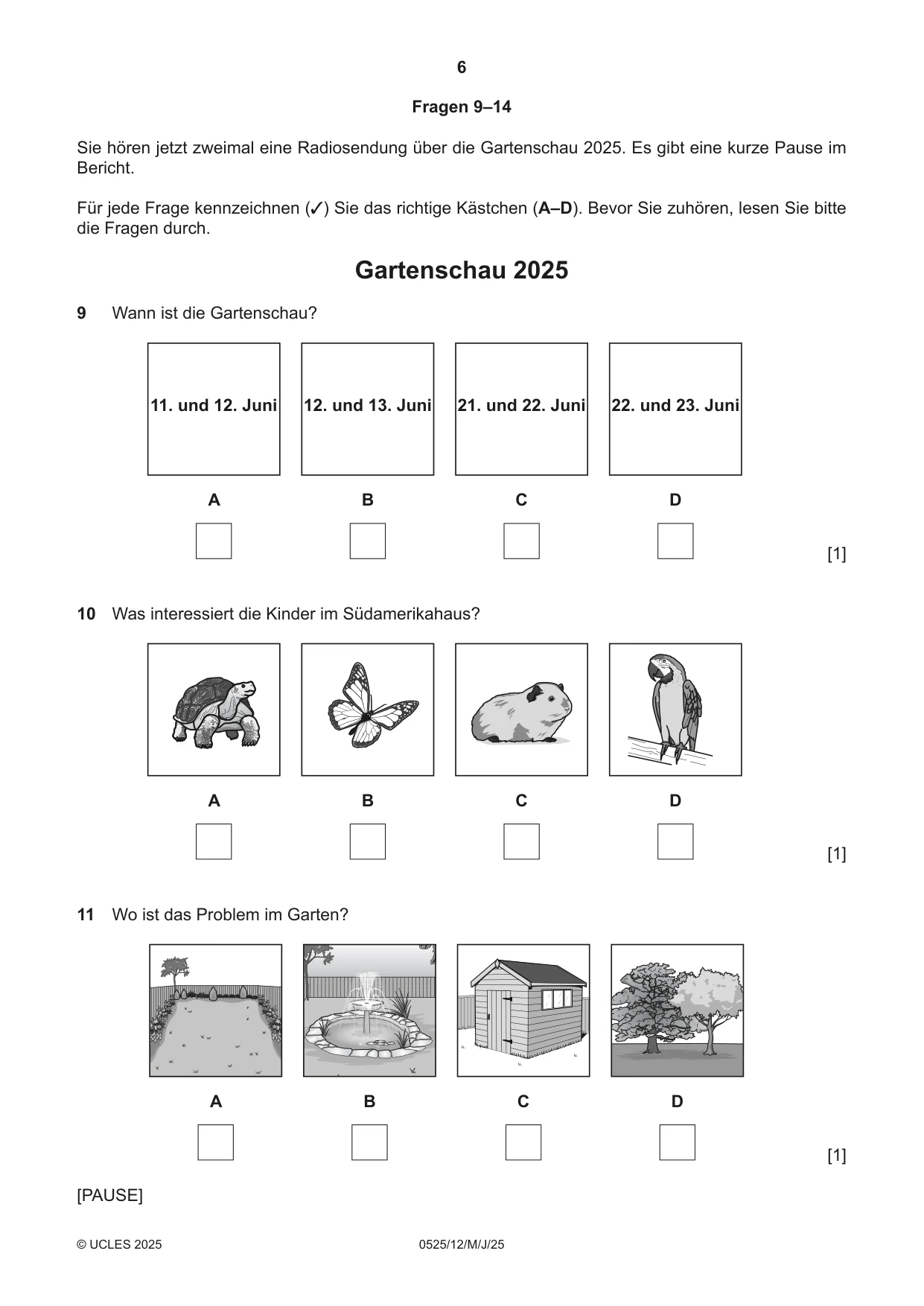 Cambridge IGCSE German - Foreign Language 0525 2025 May/June Paper 1 · Variant 2 question paper, page 6 of 16