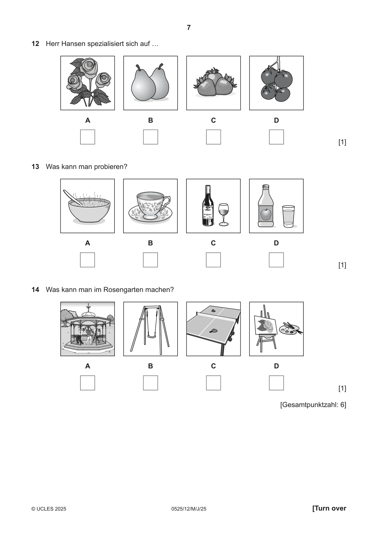 Cambridge IGCSE German - Foreign Language 0525 2025 May/June Paper 1 · Variant 2 question paper, page 7 of 16