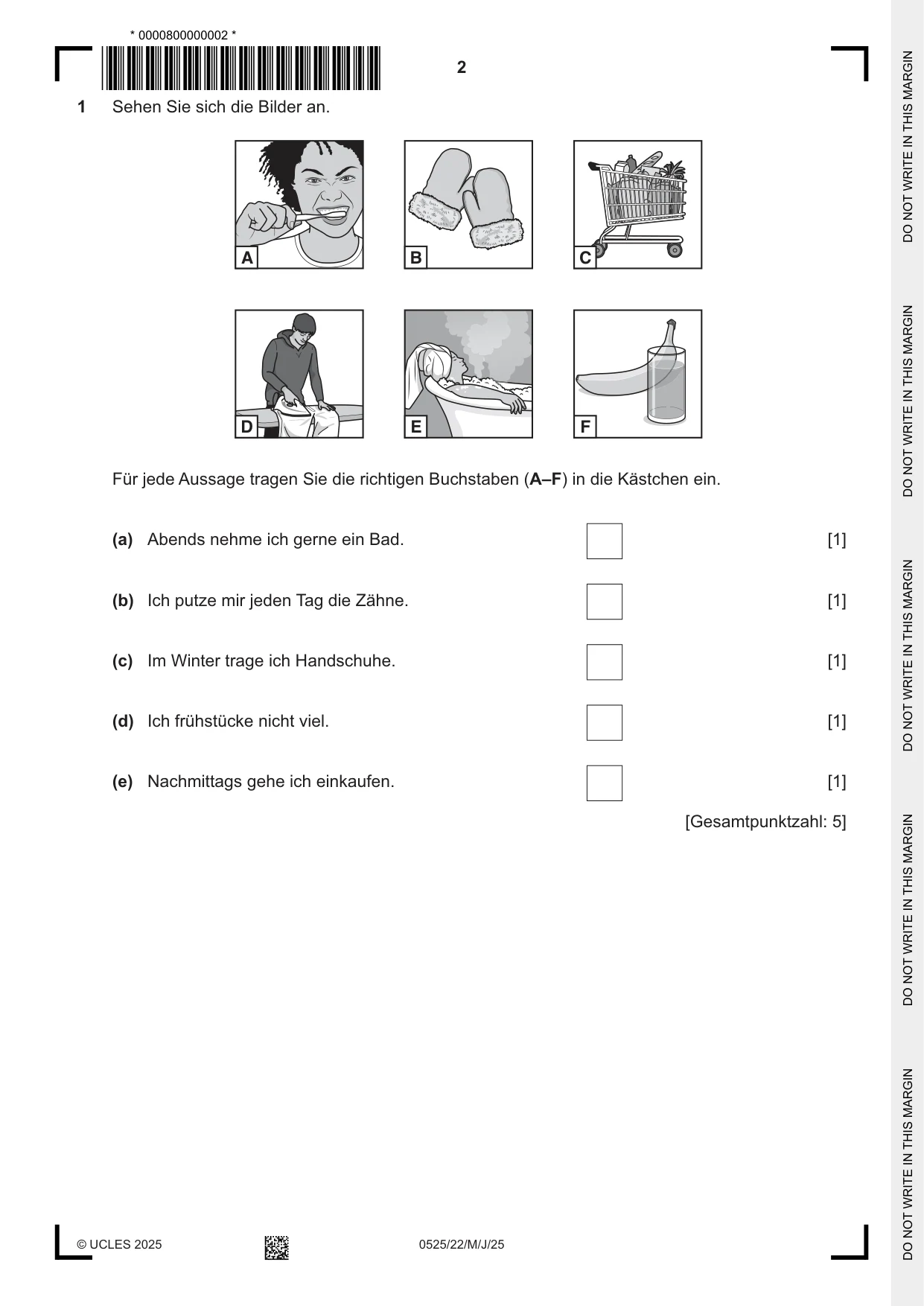 Cambridge IGCSE German - Foreign Language 0525 2025 May/June Paper 2 · Variant 2 question paper, page 2 of 12