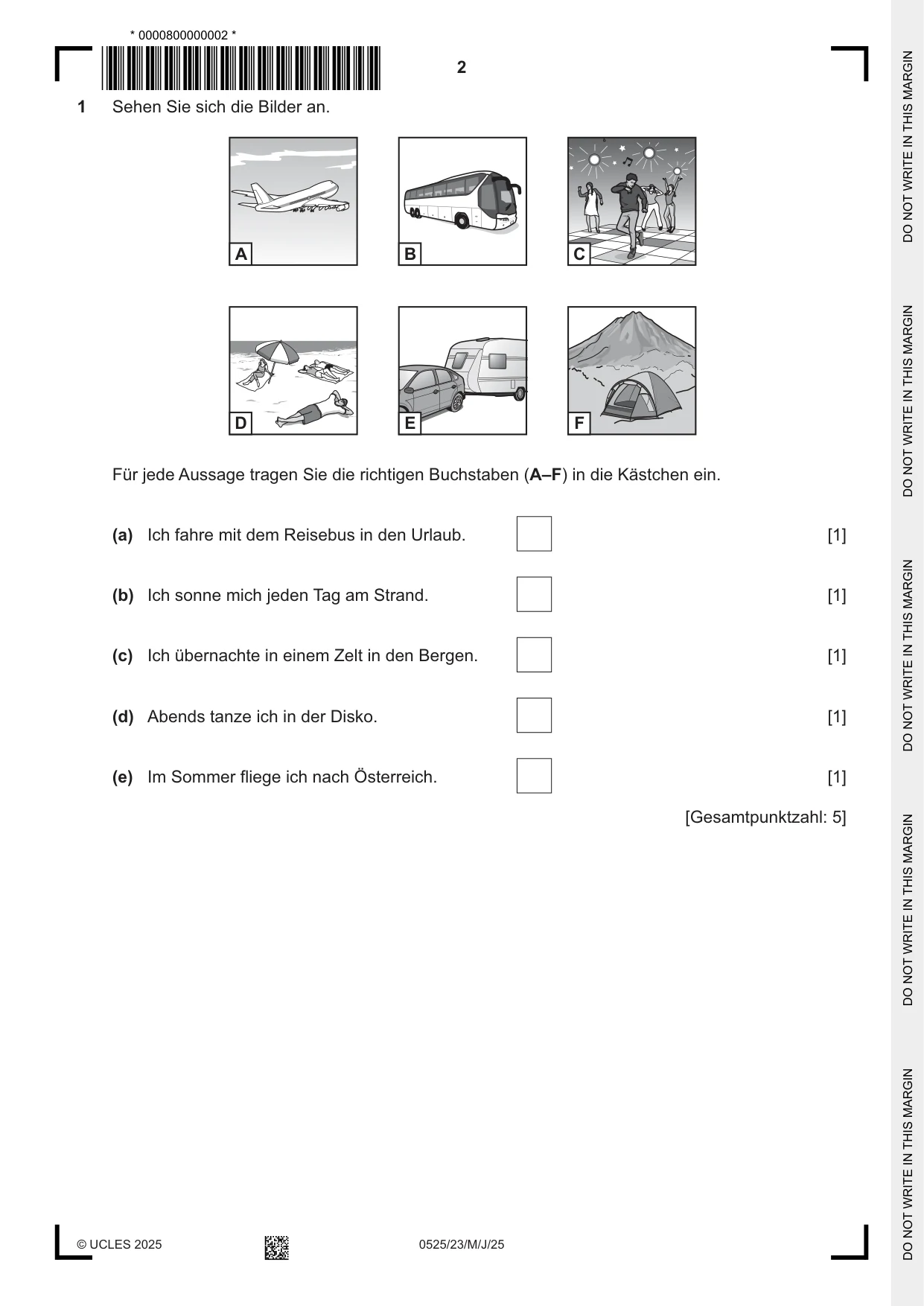 Cambridge IGCSE German - Foreign Language 0525 2025 May/June Paper 2 · Variant 3 question paper, page 2 of 12