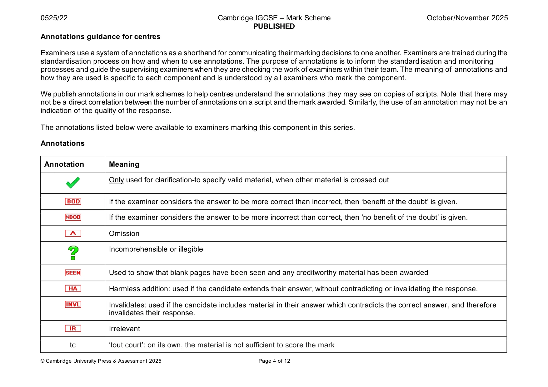 Mark scheme, page 4 of 12