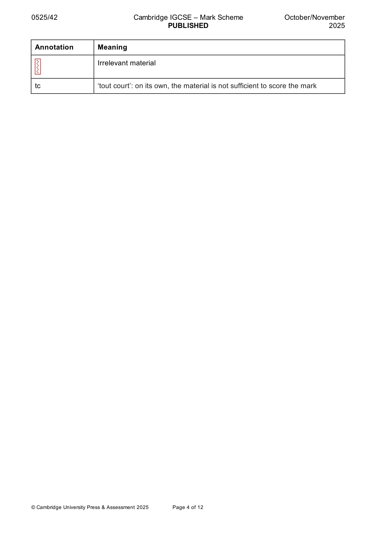 Mark scheme, page 4 of 12