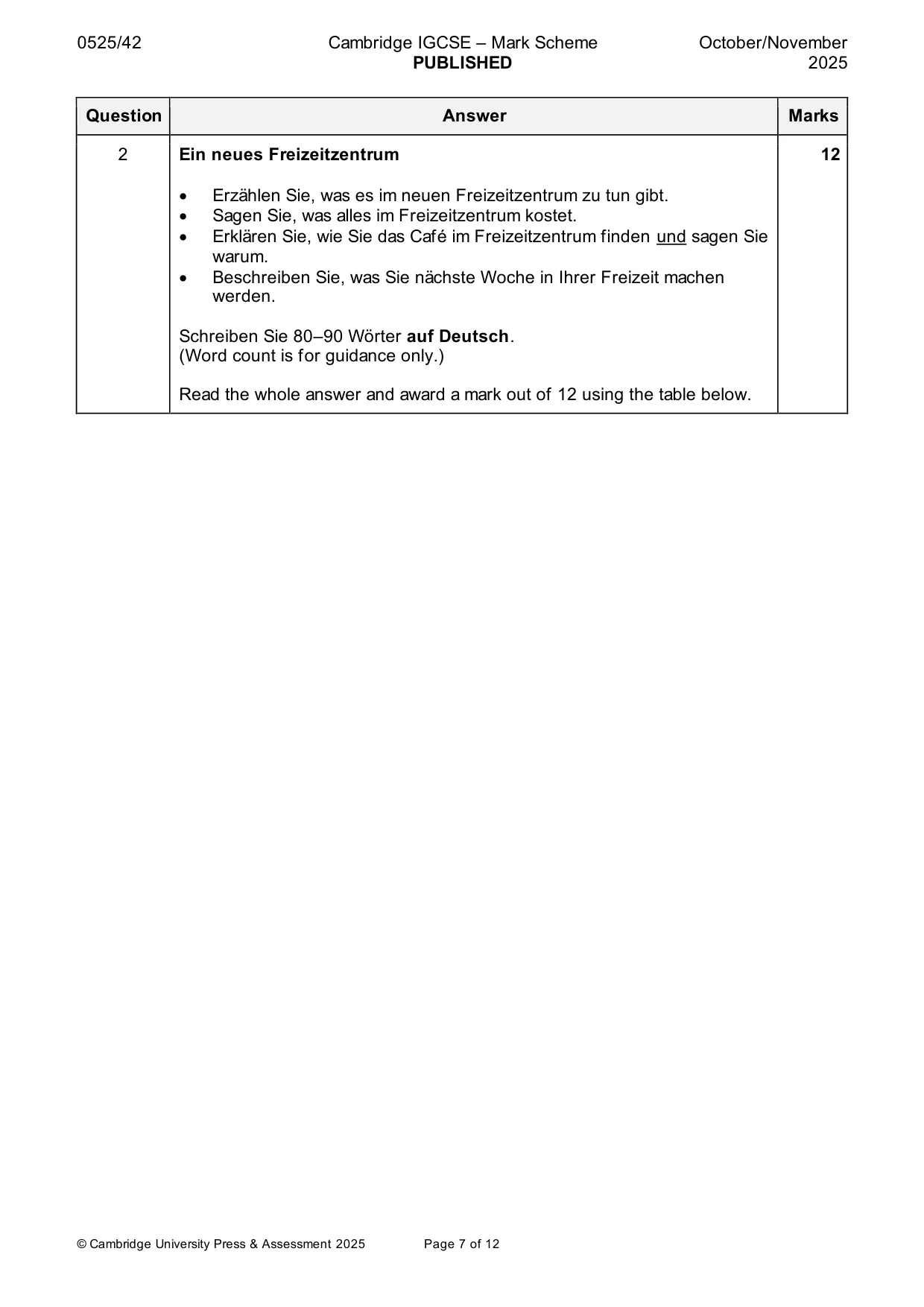 Mark scheme, page 7 of 12
