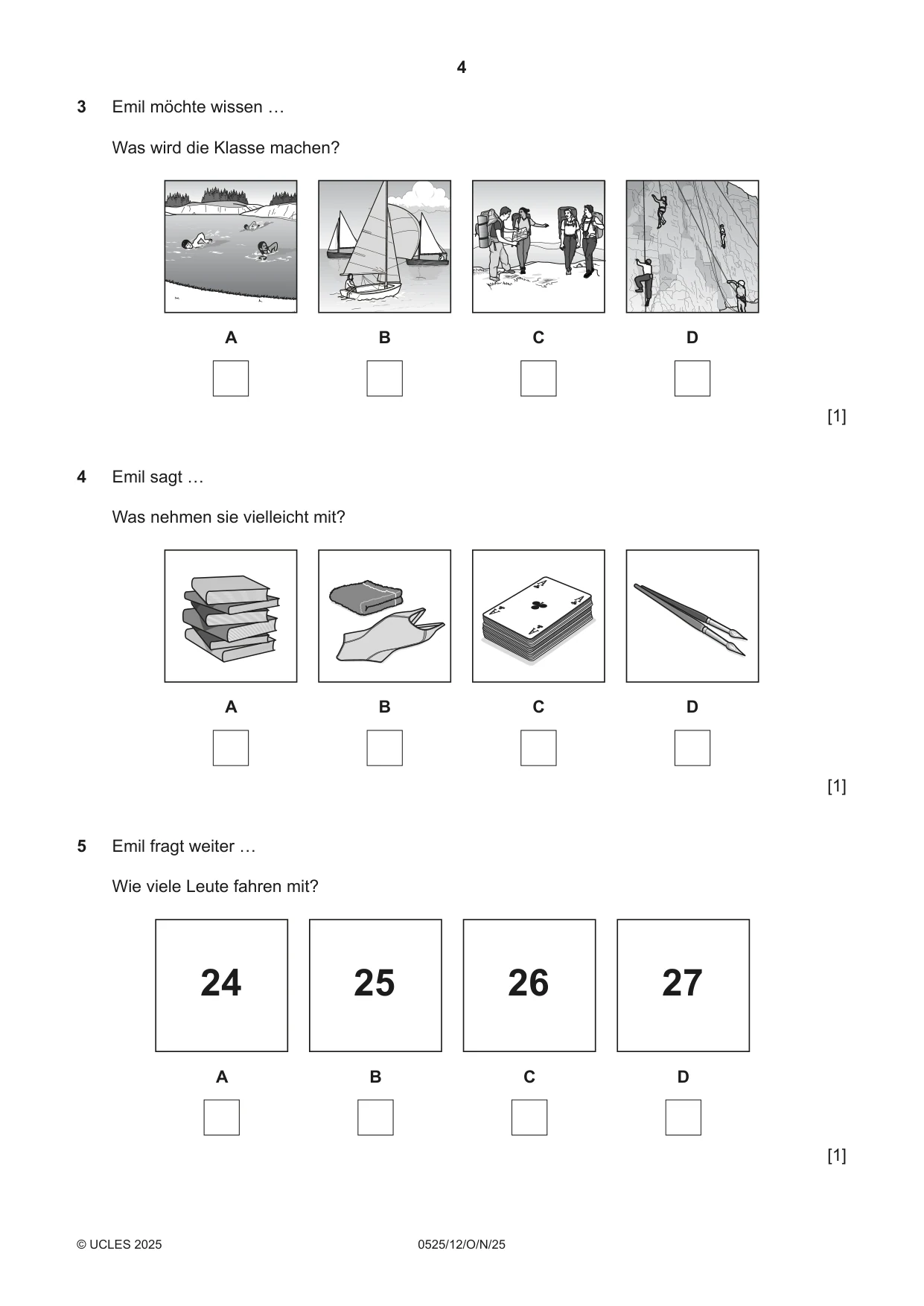 Cambridge IGCSE German - Foreign Language 0525 2025 Oct/Nov Paper 1 · Variant 2 question paper, page 4 of 16