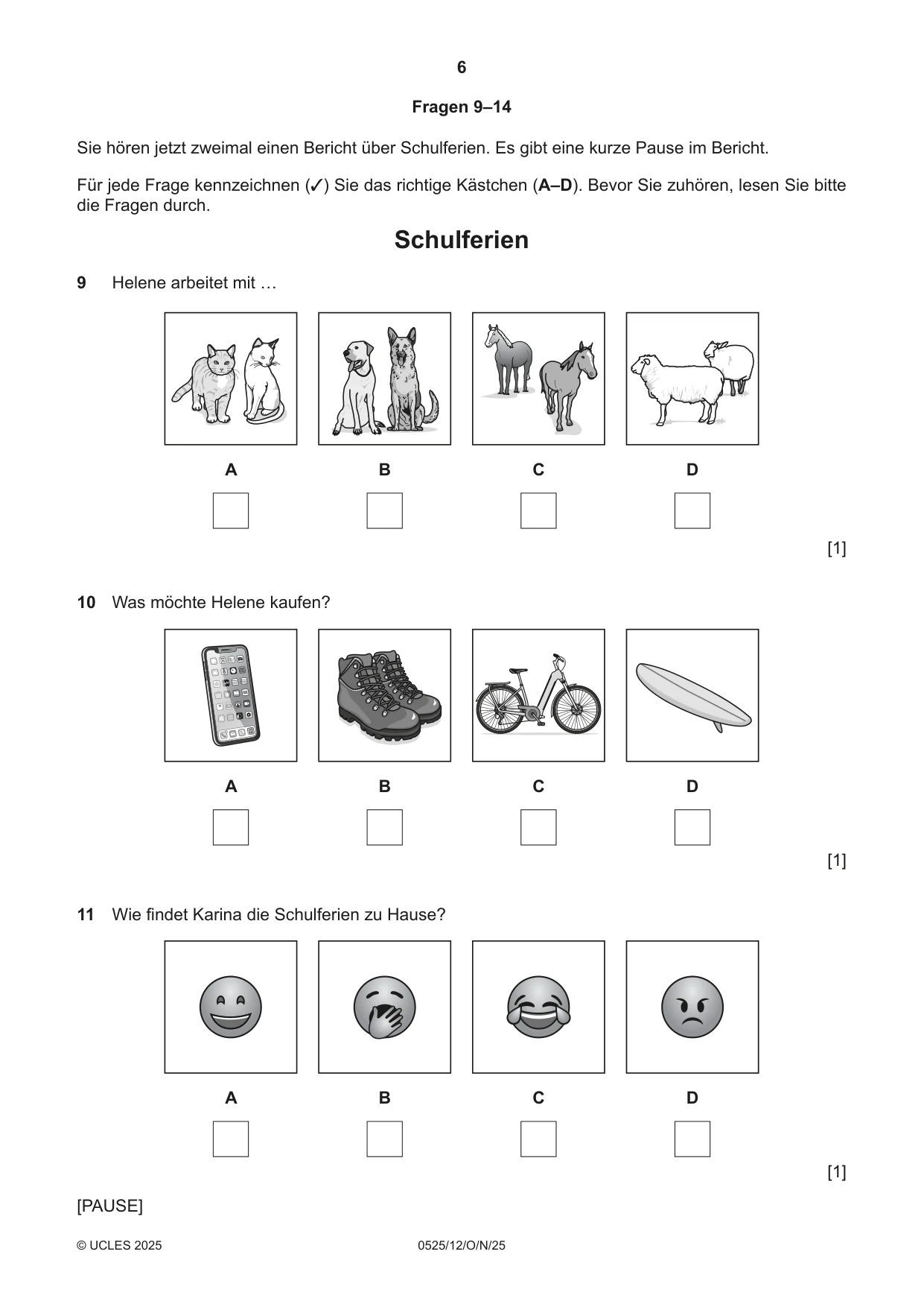 Cambridge IGCSE German - Foreign Language 0525 2025 Oct/Nov Paper 1 · Variant 2 question paper, page 6 of 16