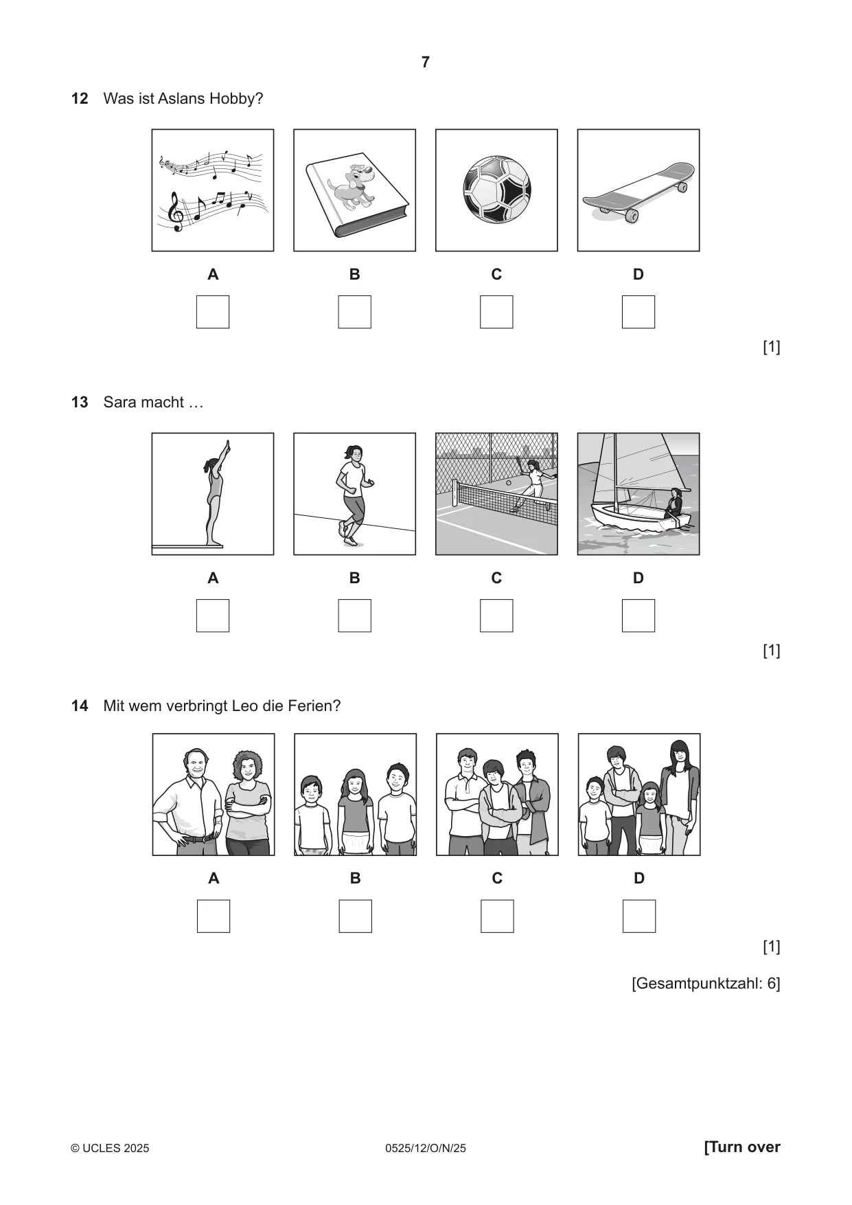 Cambridge IGCSE German - Foreign Language 0525 2025 Oct/Nov Paper 1 · Variant 2 question paper, page 7 of 16