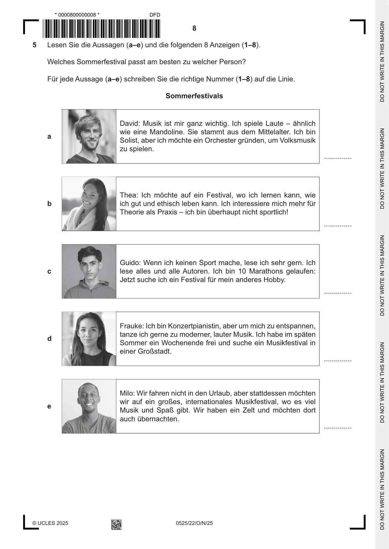 Cambridge IGCSE German - Foreign Language 0525 2025 Oct/Nov Paper 2 · Variant 2 question paper, page 8 of 12