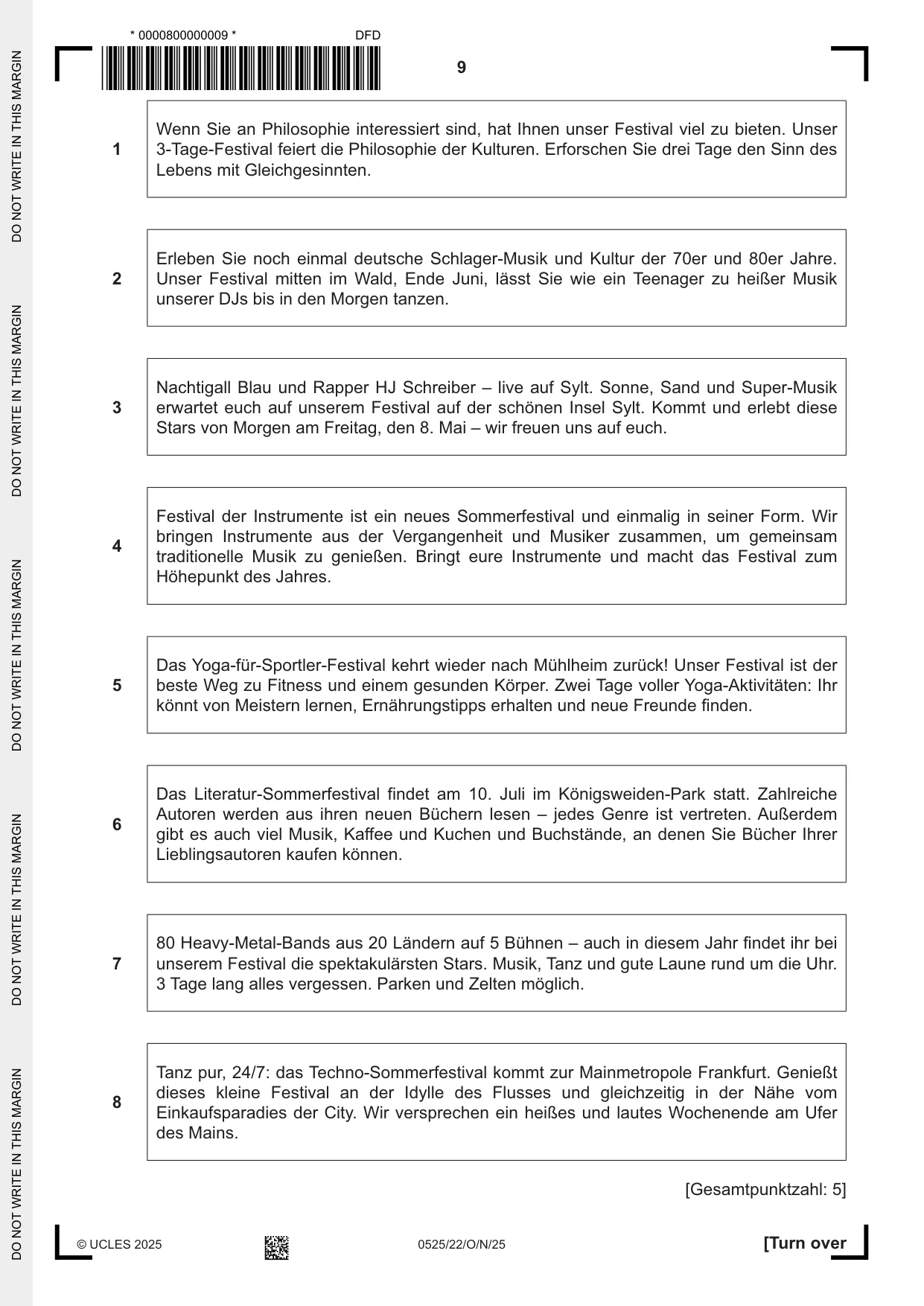 Cambridge IGCSE German - Foreign Language 0525 2025 Oct/Nov Paper 2 · Variant 2 question paper, page 9 of 12