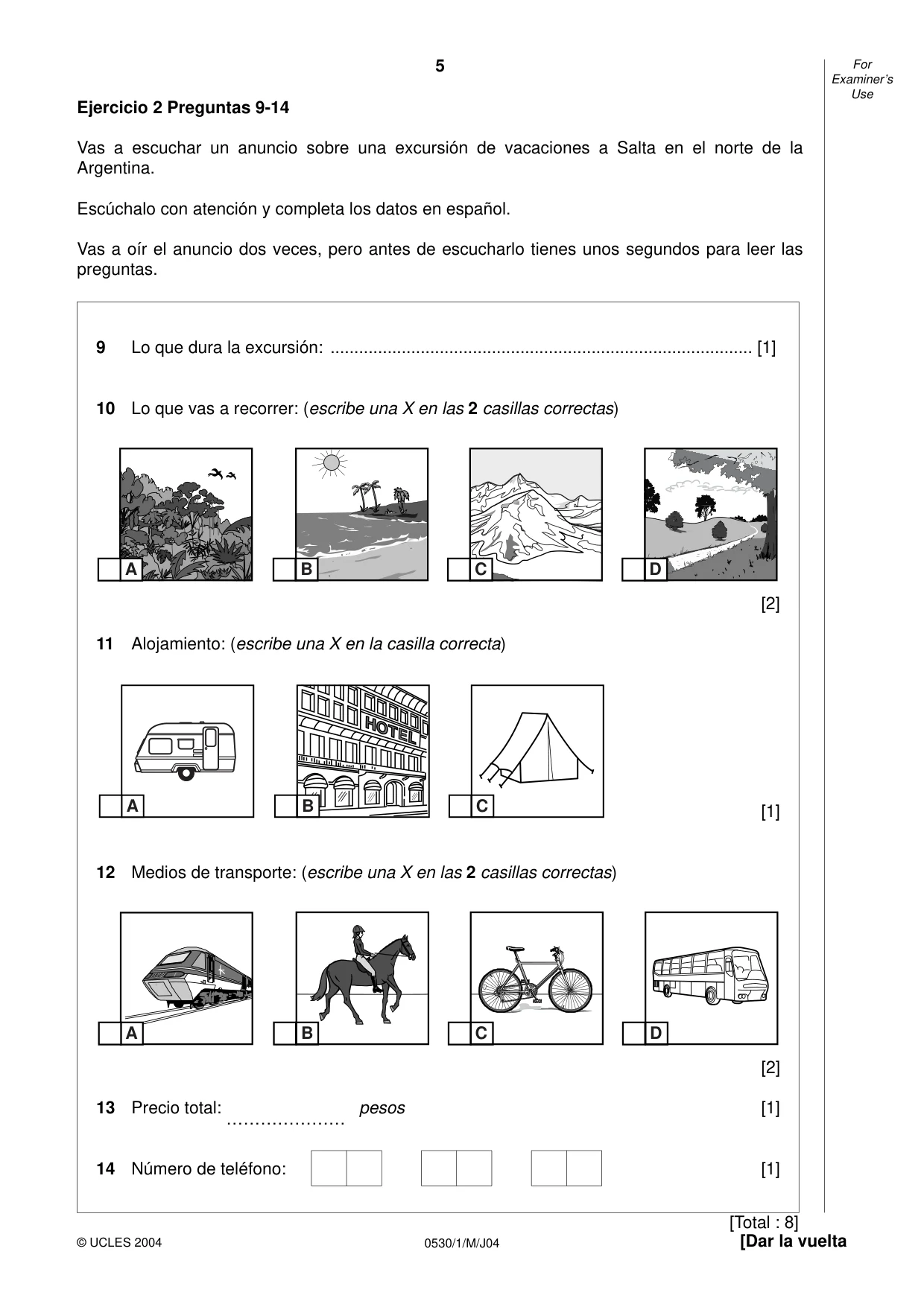 Cambridge IGCSE Spanish - Foreign Language 0530 2004 May/June Paper 1 · Variant 1 question paper, page 5 of 12
