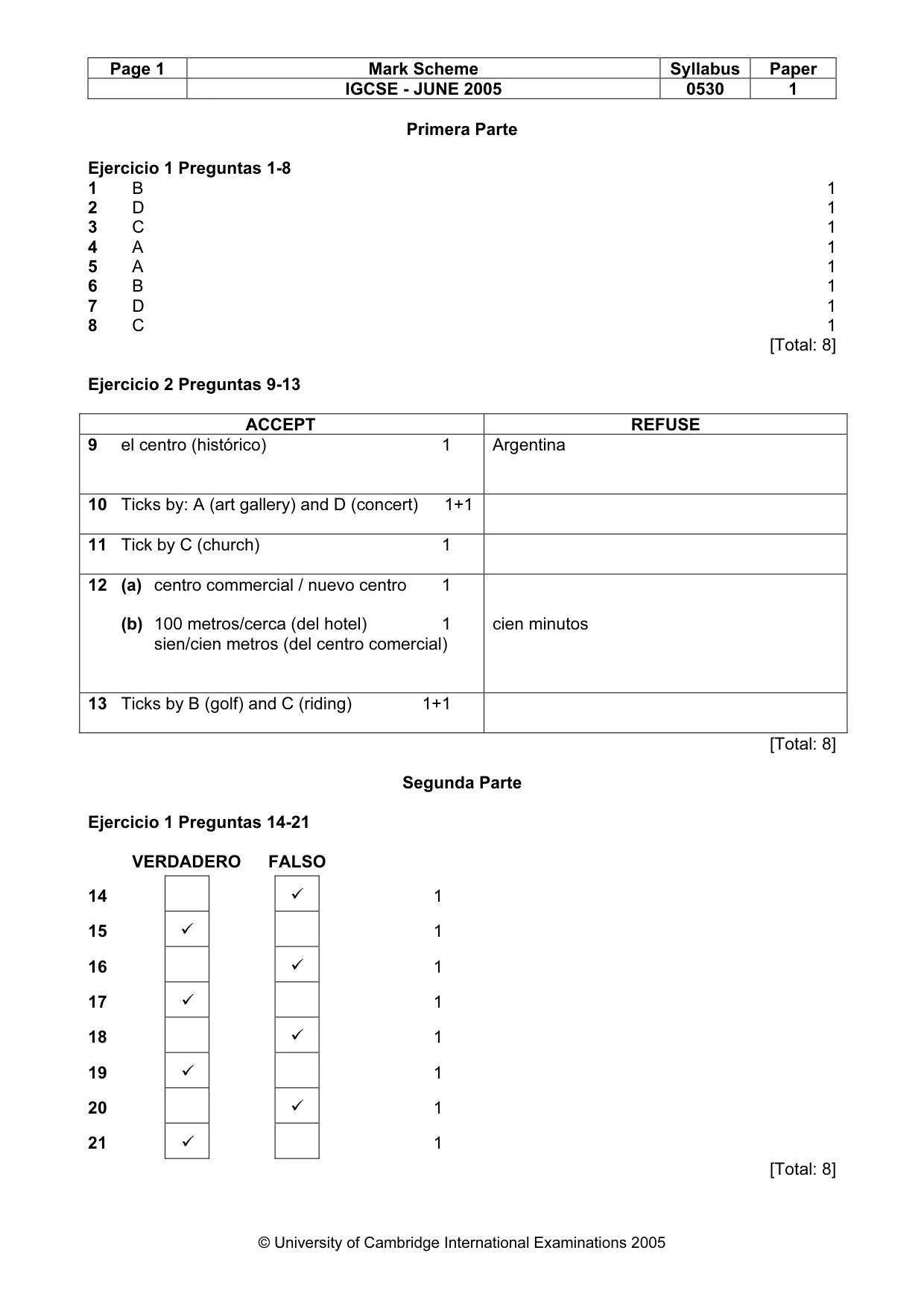 Mark scheme, page 3 of 5