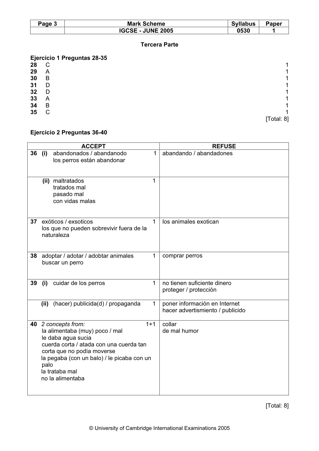 Mark scheme, page 5 of 5