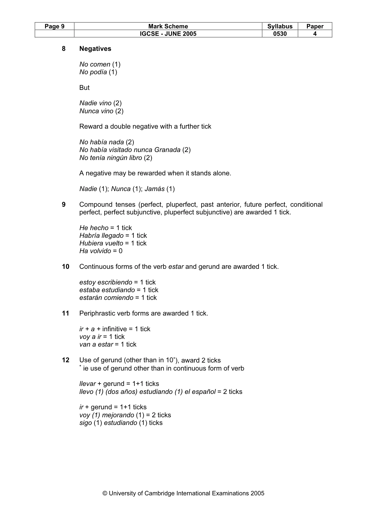 Mark scheme, page 9 of 15