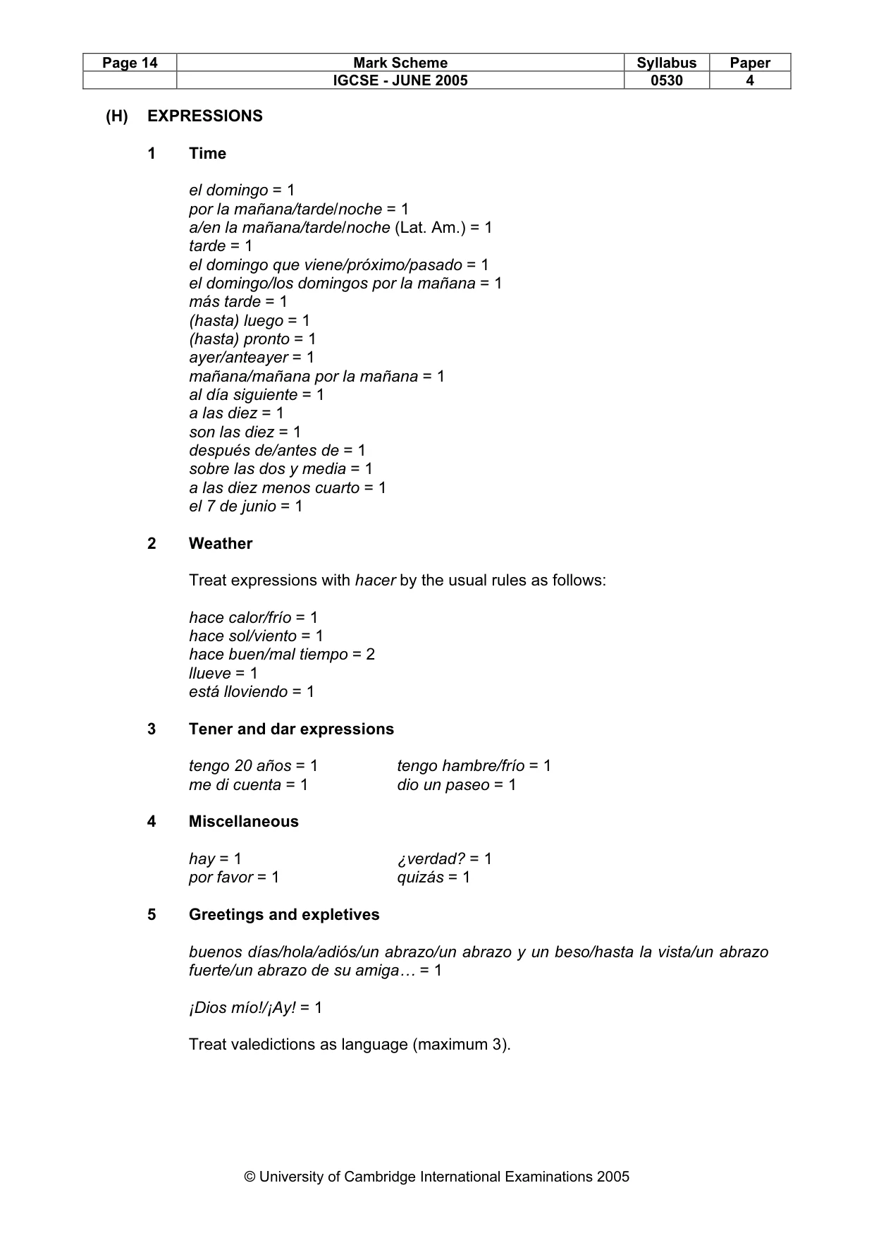 Mark scheme, page 14 of 15