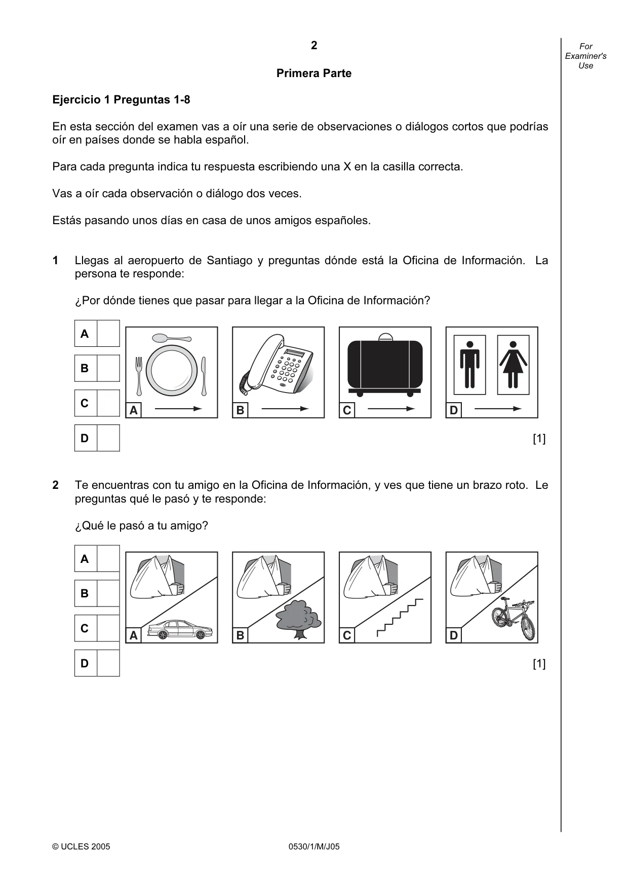 Cambridge IGCSE Spanish - Foreign Language 0530 2005 May/June Paper 1 · Variant 1 question paper, page 2 of 12