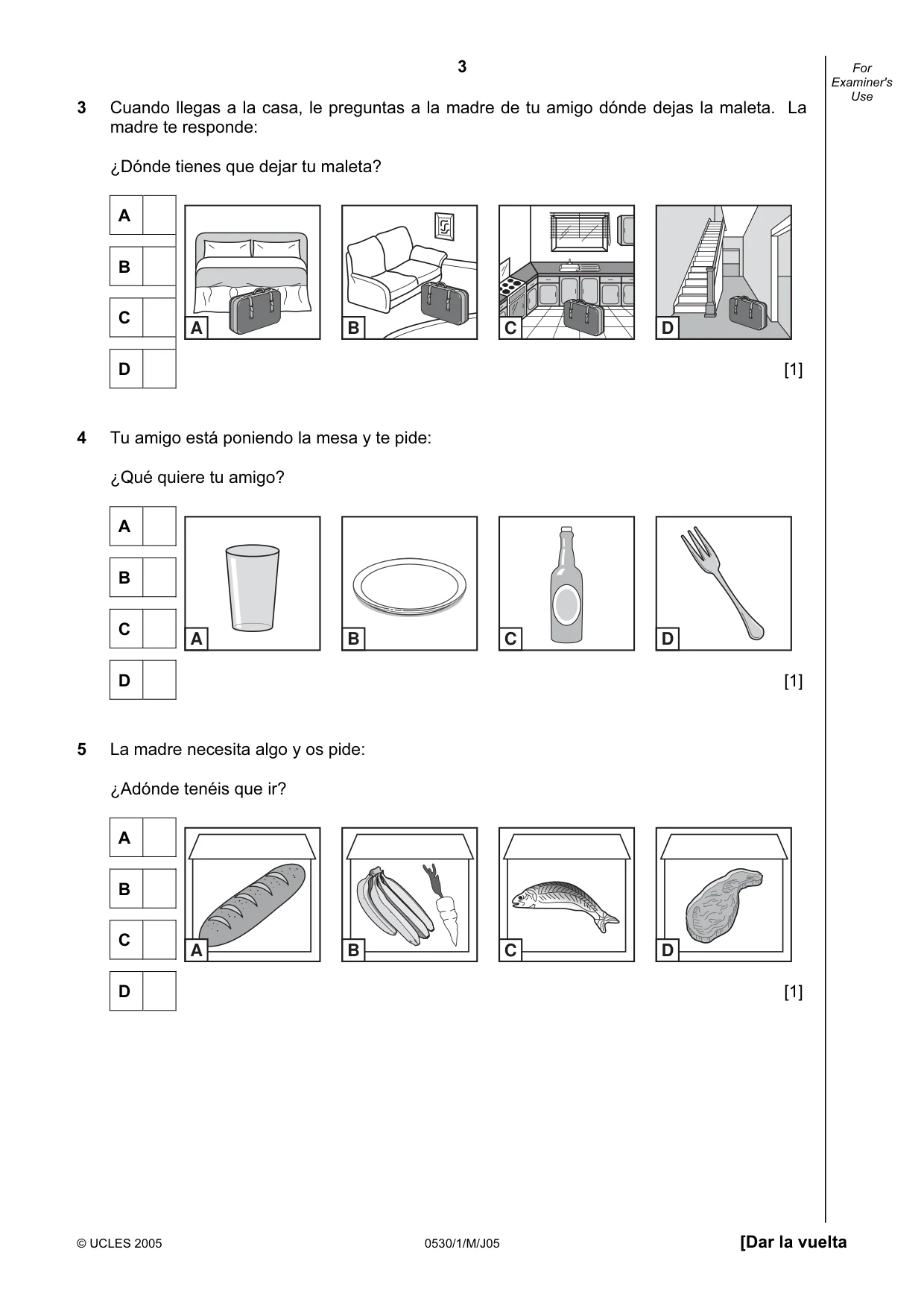 Cambridge IGCSE Spanish - Foreign Language 0530 2005 May/June Paper 1 · Variant 1 question paper, page 3 of 12