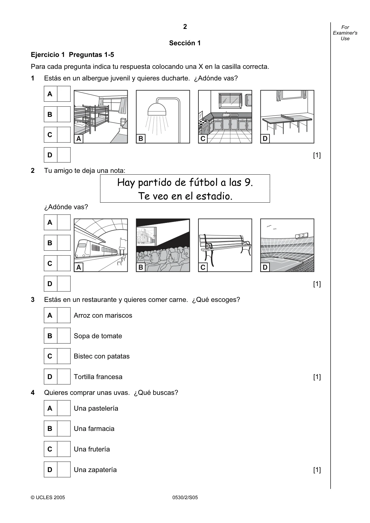Cambridge IGCSE Spanish - Foreign Language 0530 2005 May/June Paper 2 · Variant 1 question paper, page 2 of 16