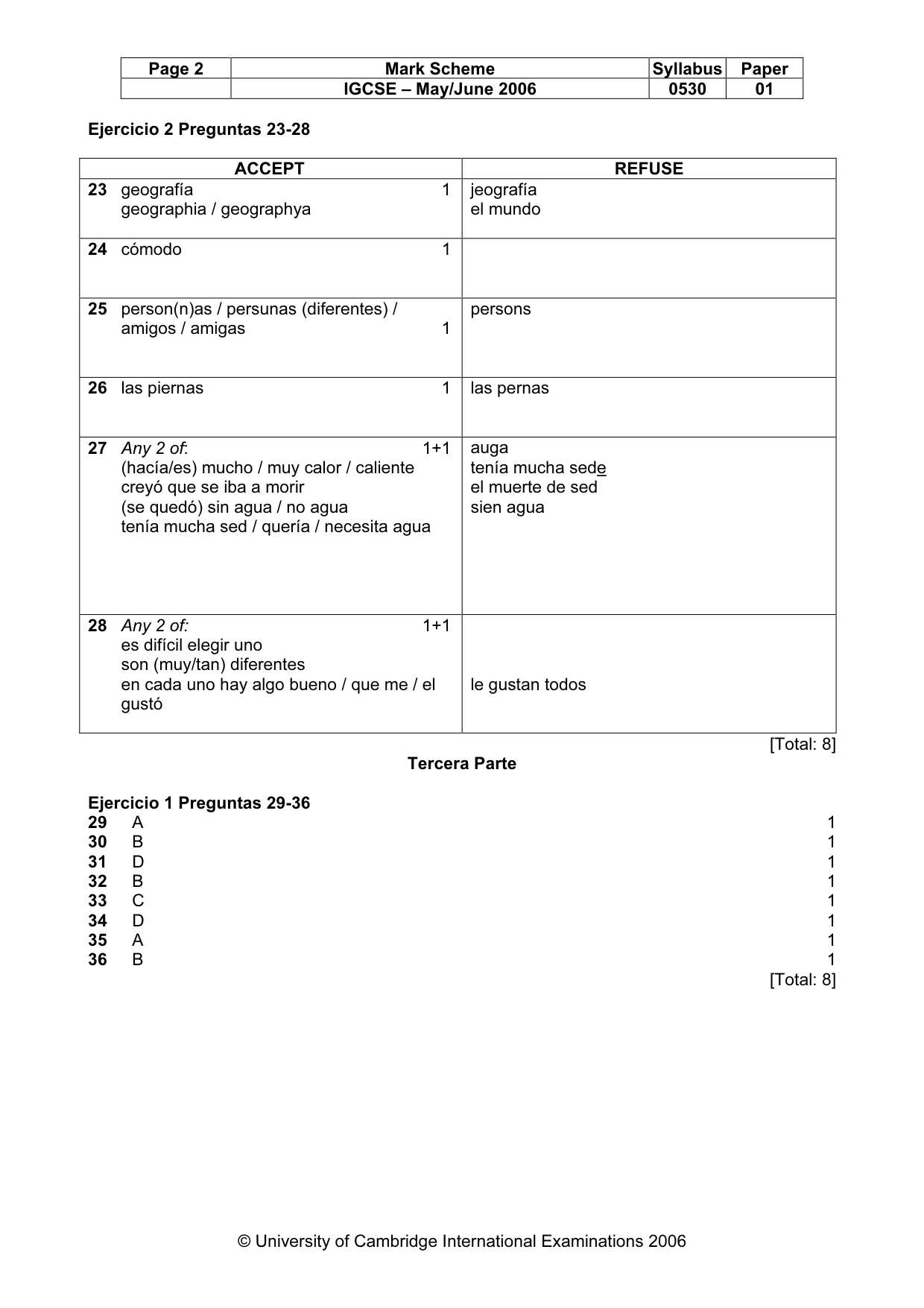 Mark scheme, page 3 of 4