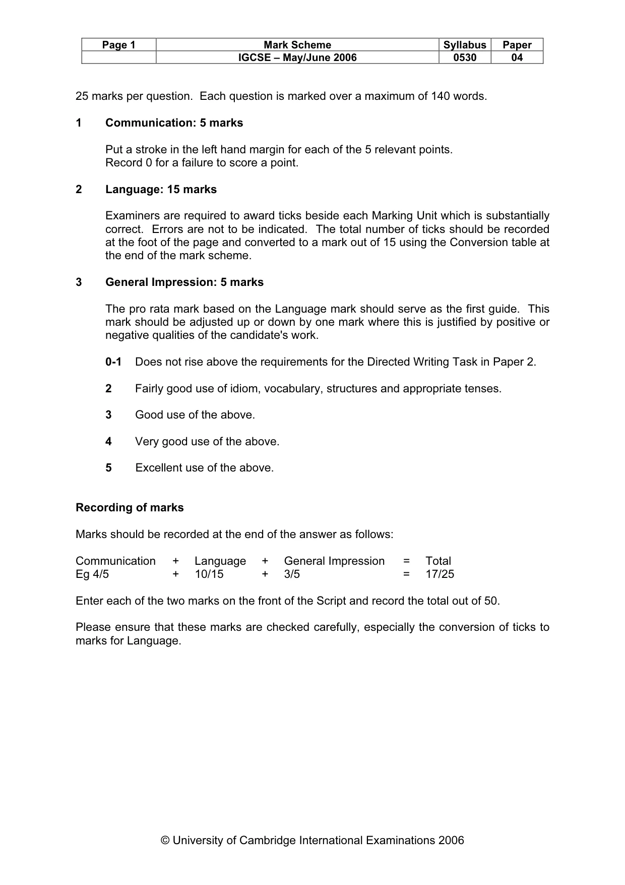 Mark scheme, page 2 of 15