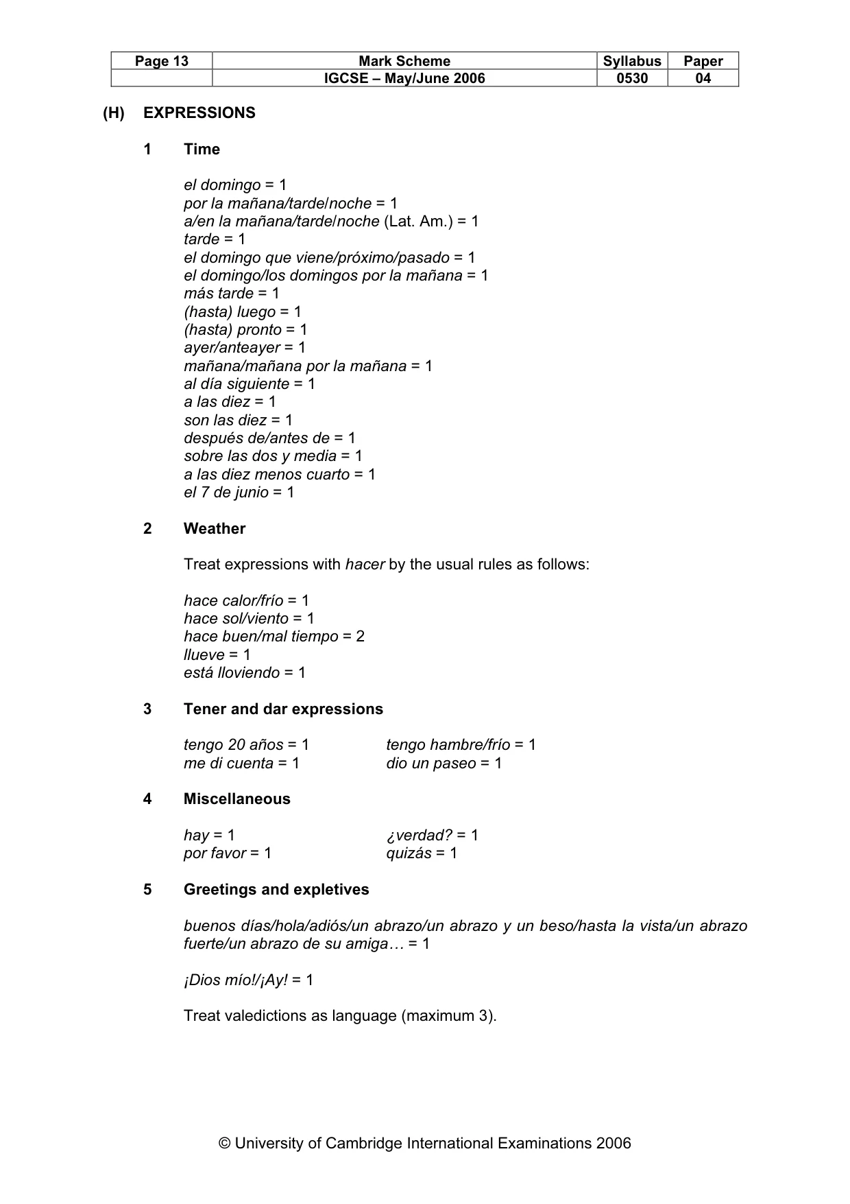 Mark scheme, page 14 of 15