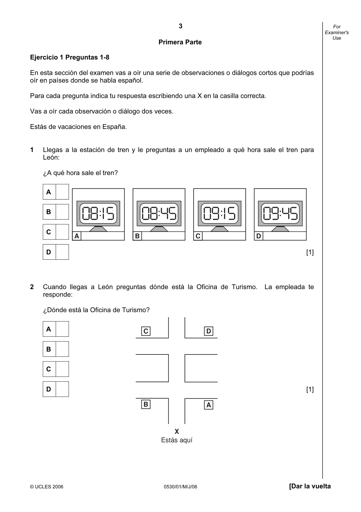 Cambridge IGCSE Spanish - Foreign Language 0530 2006 May/June Paper 1 · Variant 1 question paper, page 3 of 12