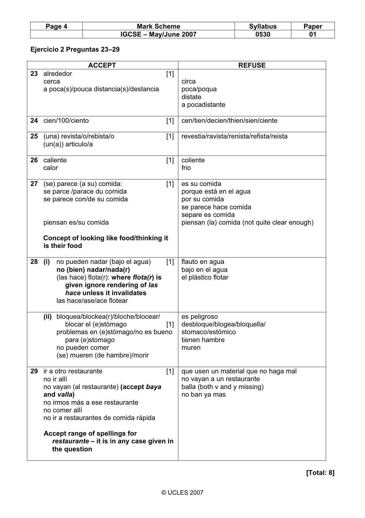 Mark scheme, page 4 of 6