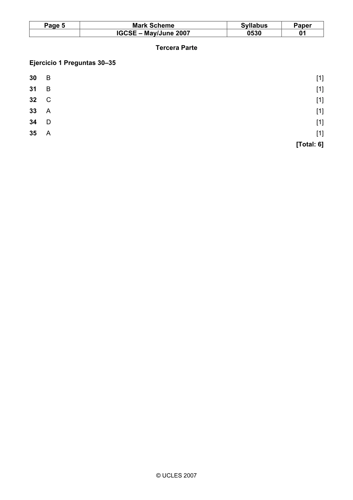 Mark scheme, page 5 of 6