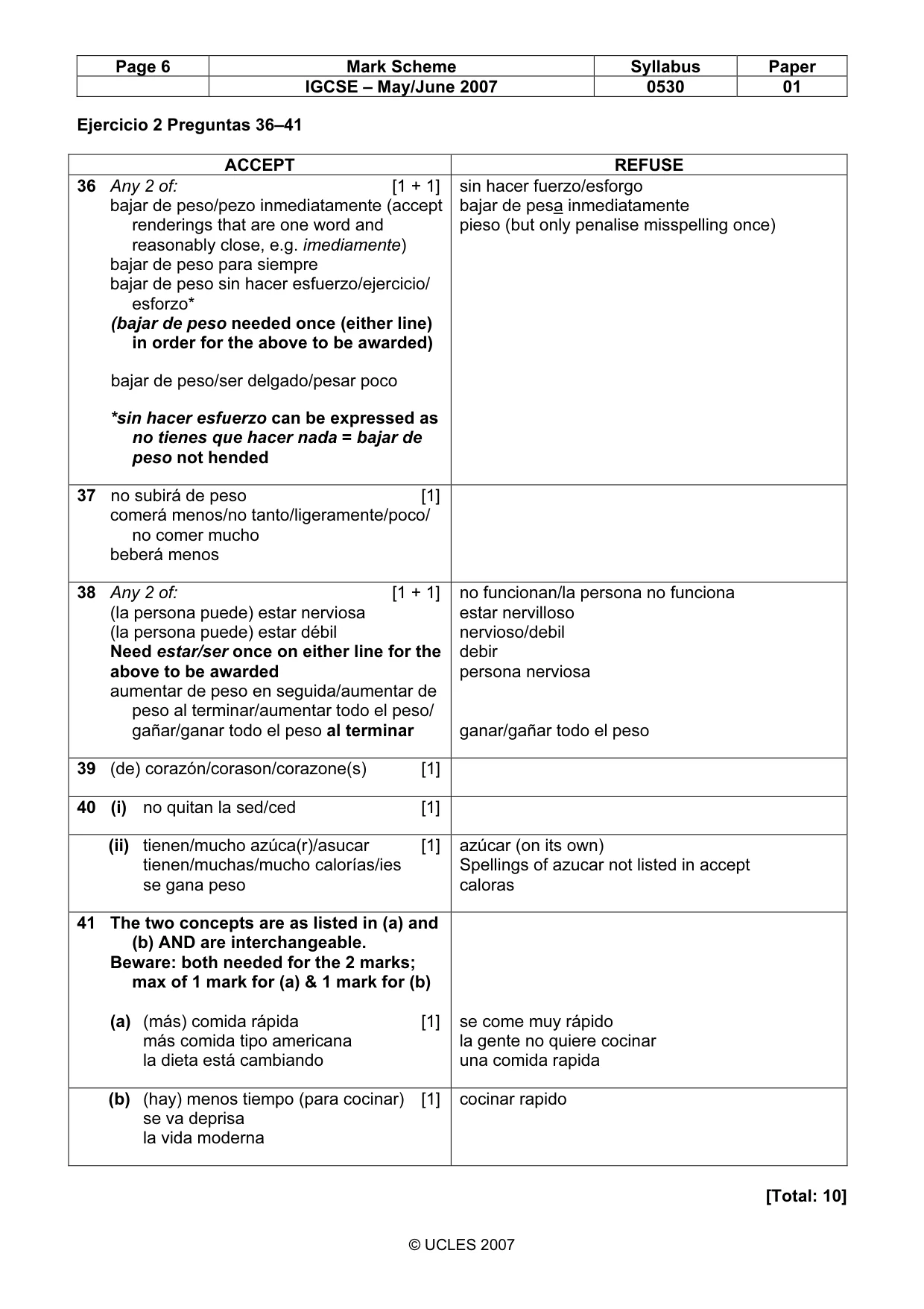 Mark scheme, page 6 of 6