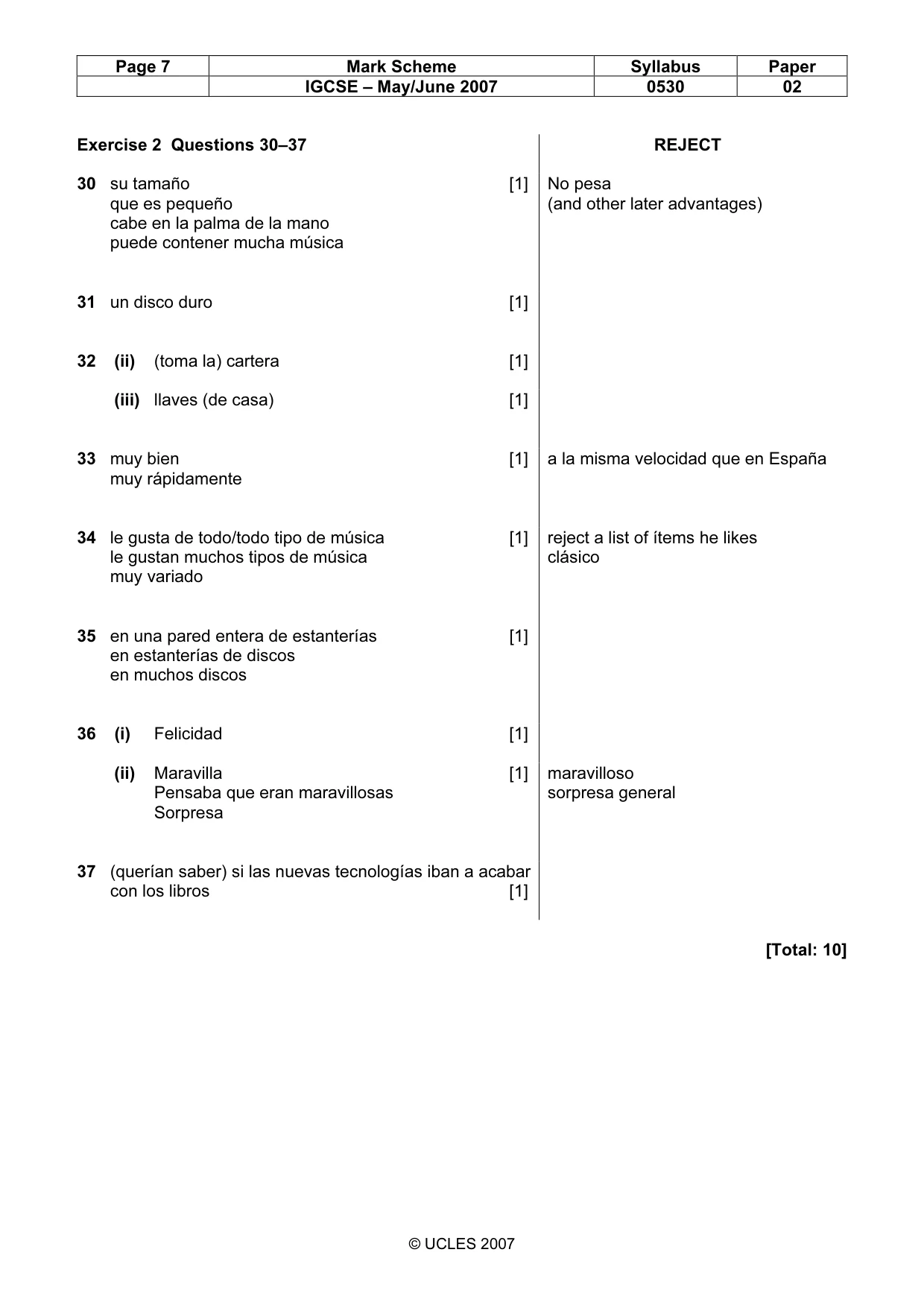 Mark scheme, page 7 of 20