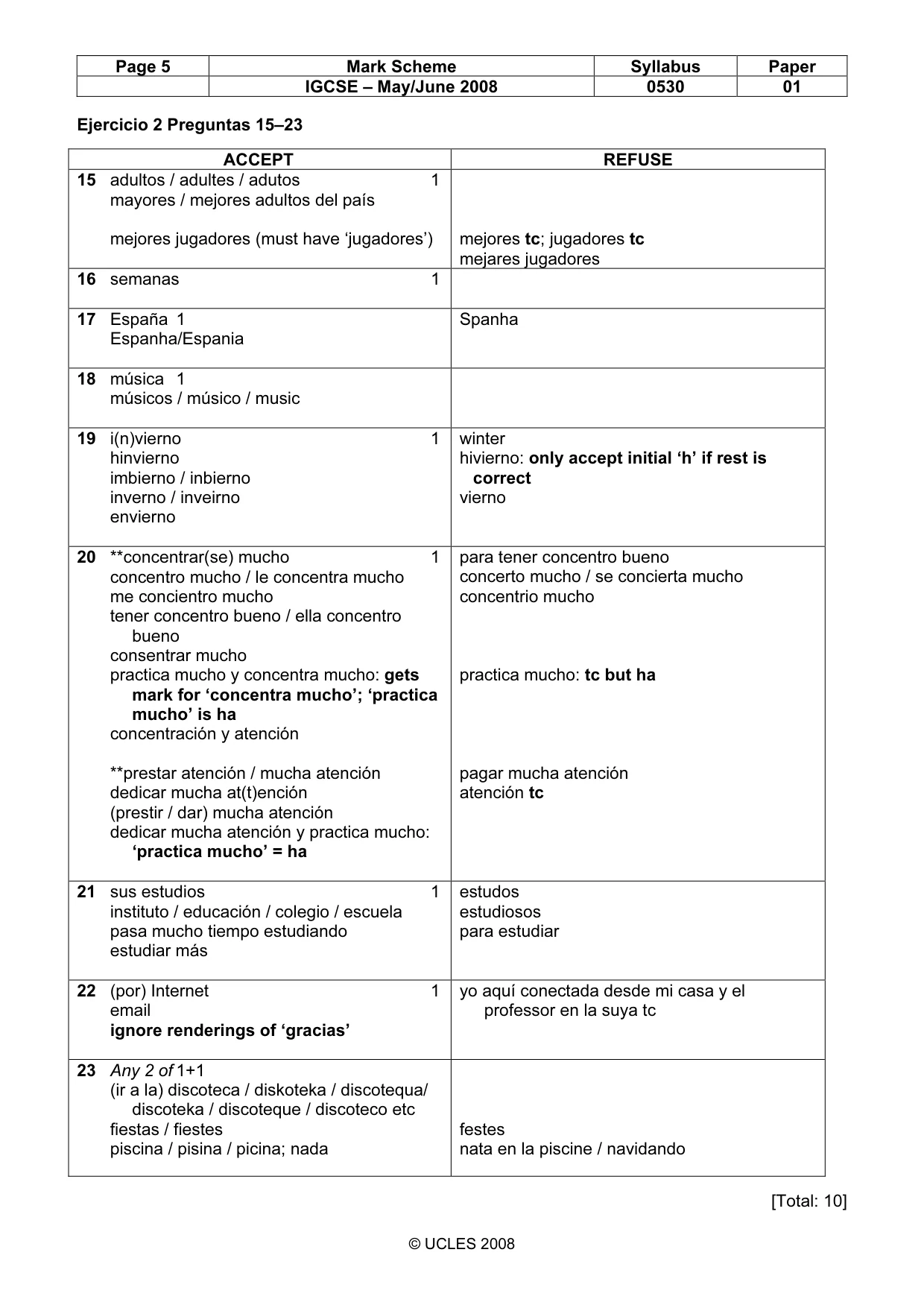 Mark scheme, page 5 of 7