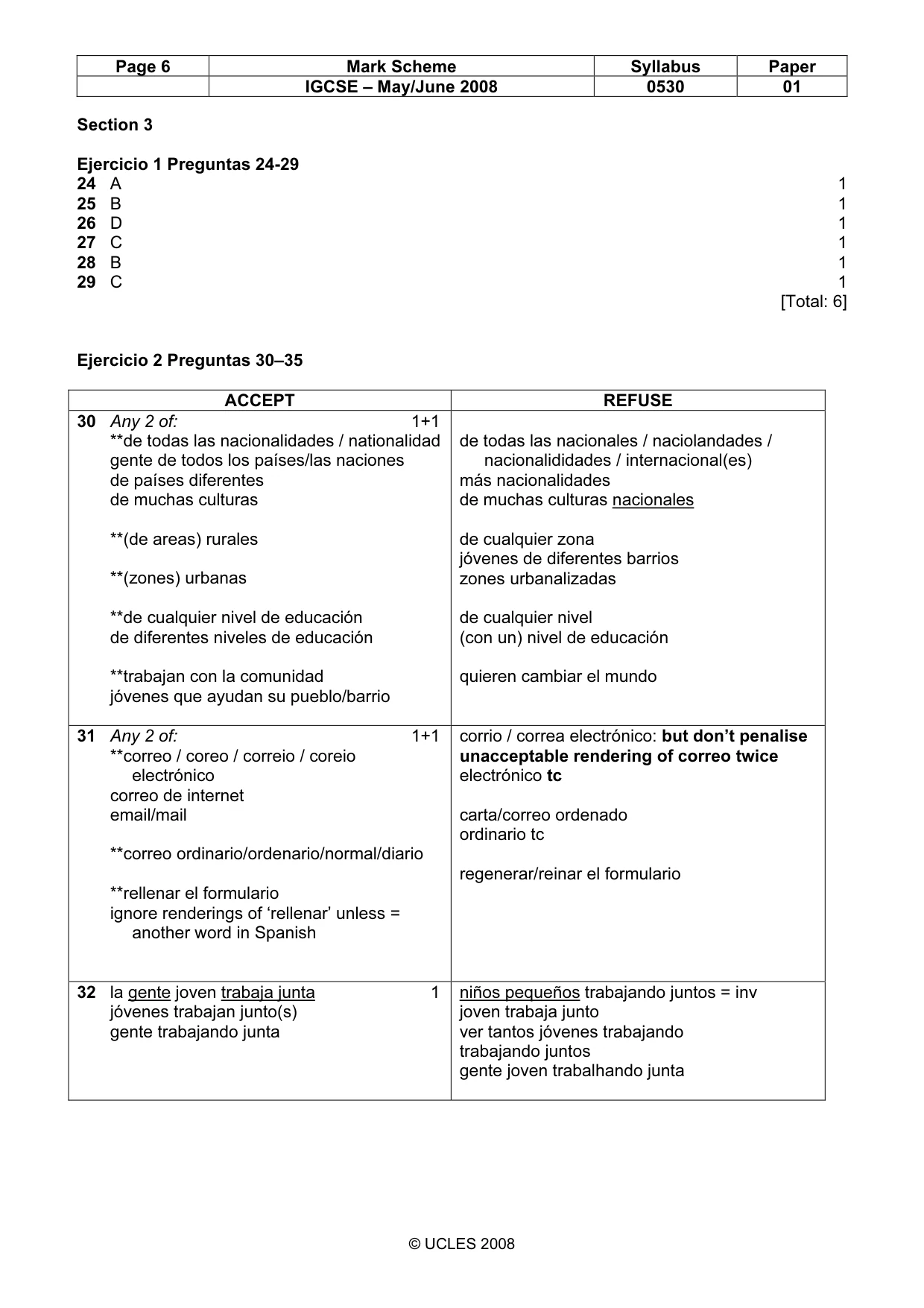 Mark scheme, page 6 of 7