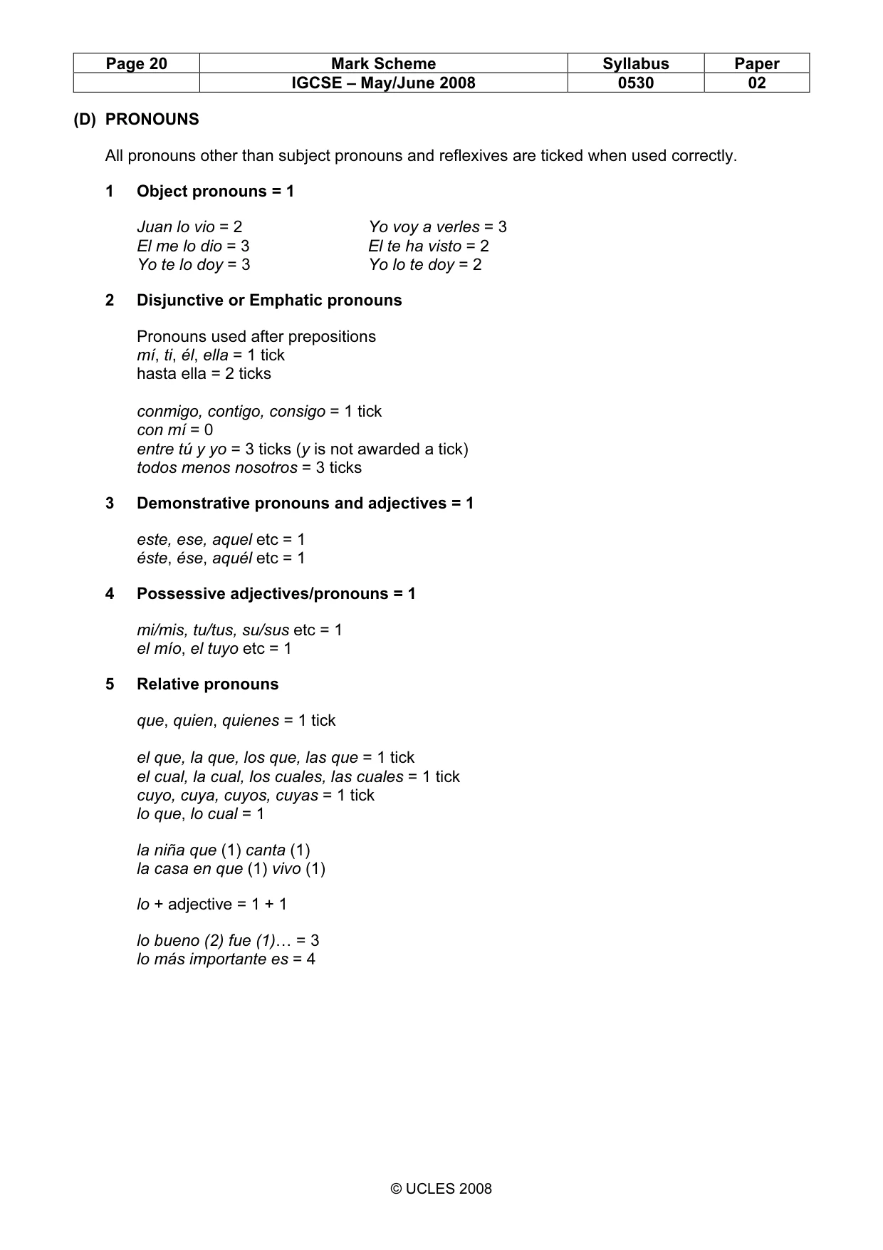 Mark scheme, page 20 of 24