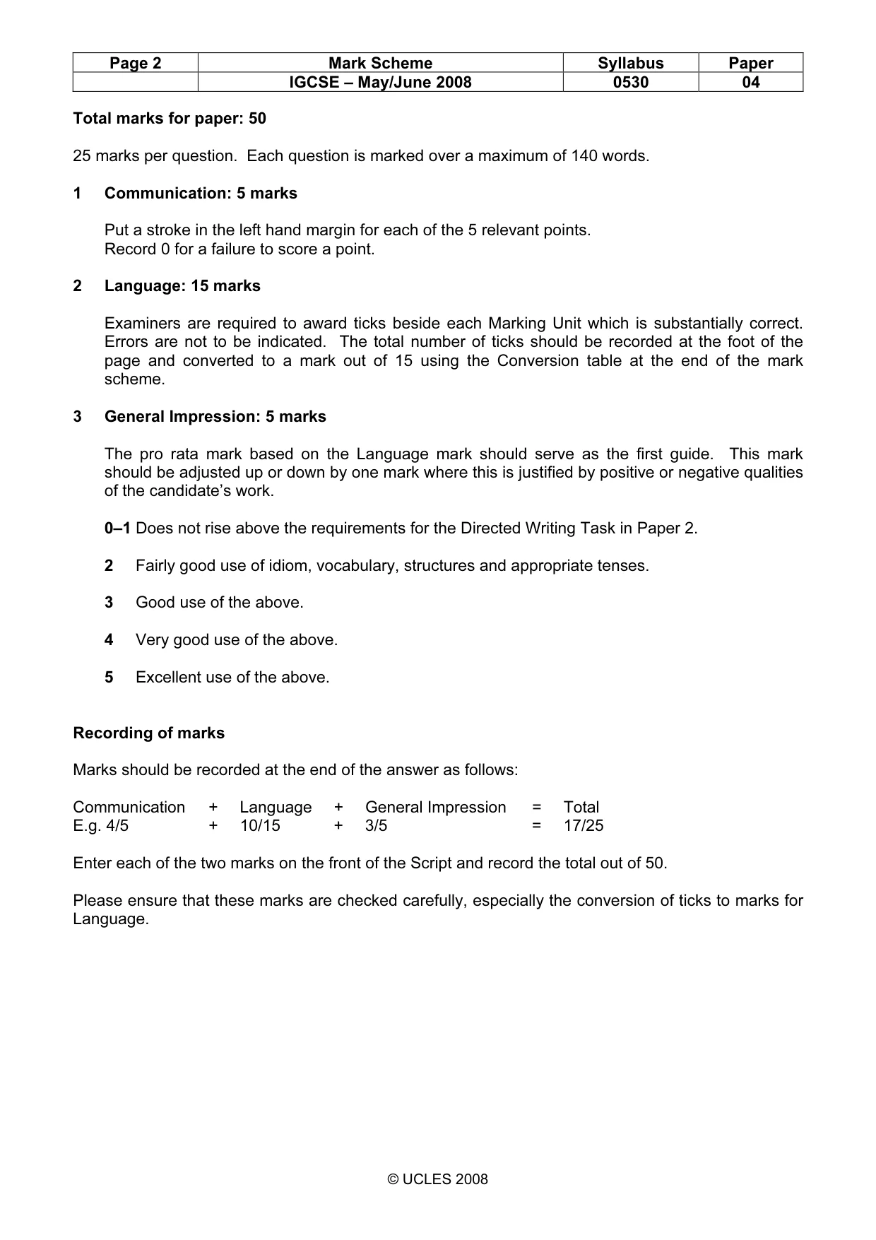 Mark scheme, page 2 of 17