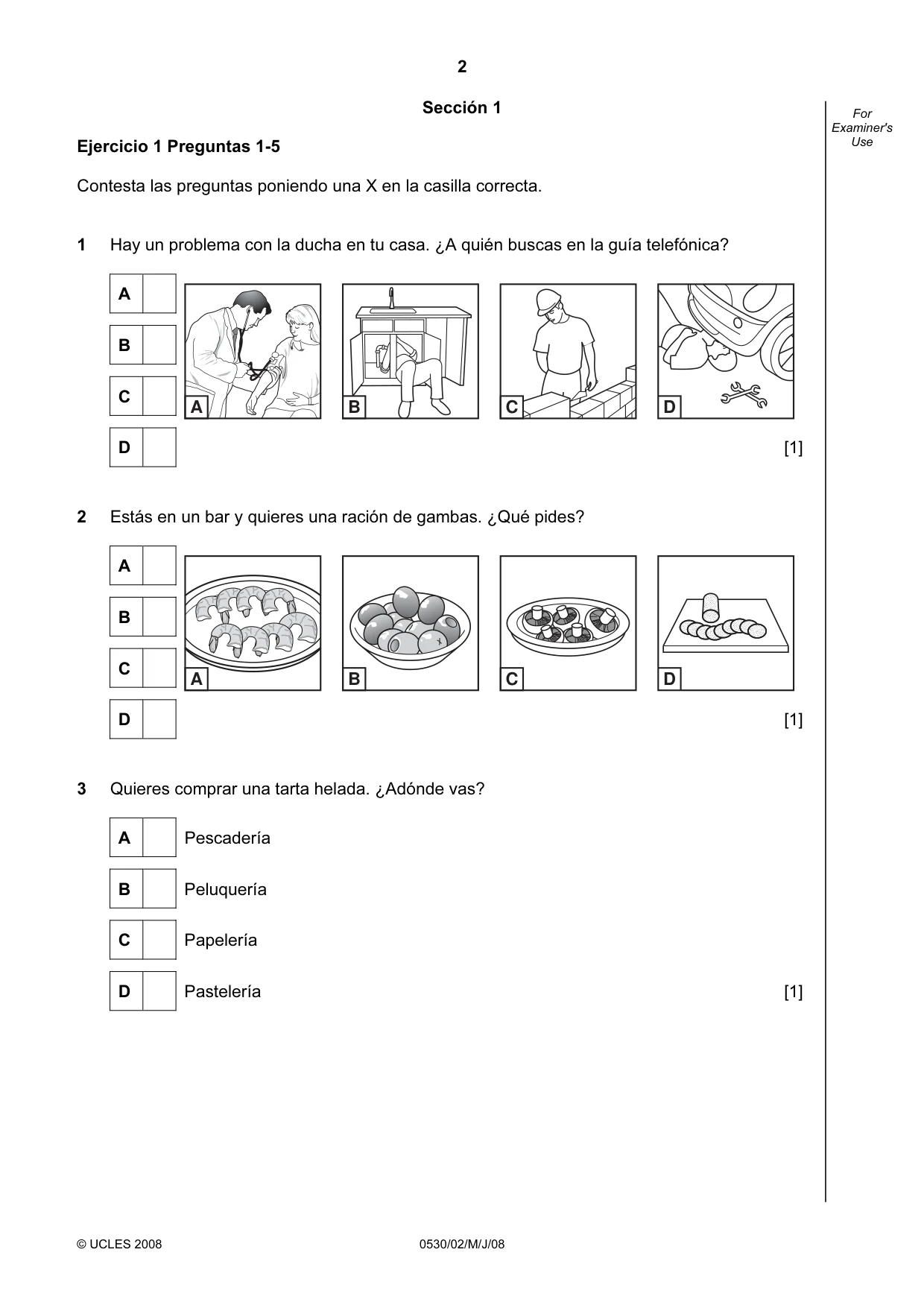 Cambridge IGCSE Spanish - Foreign Language 0530 2008 May/June Paper 2 · Variant 1 question paper, page 2 of 16