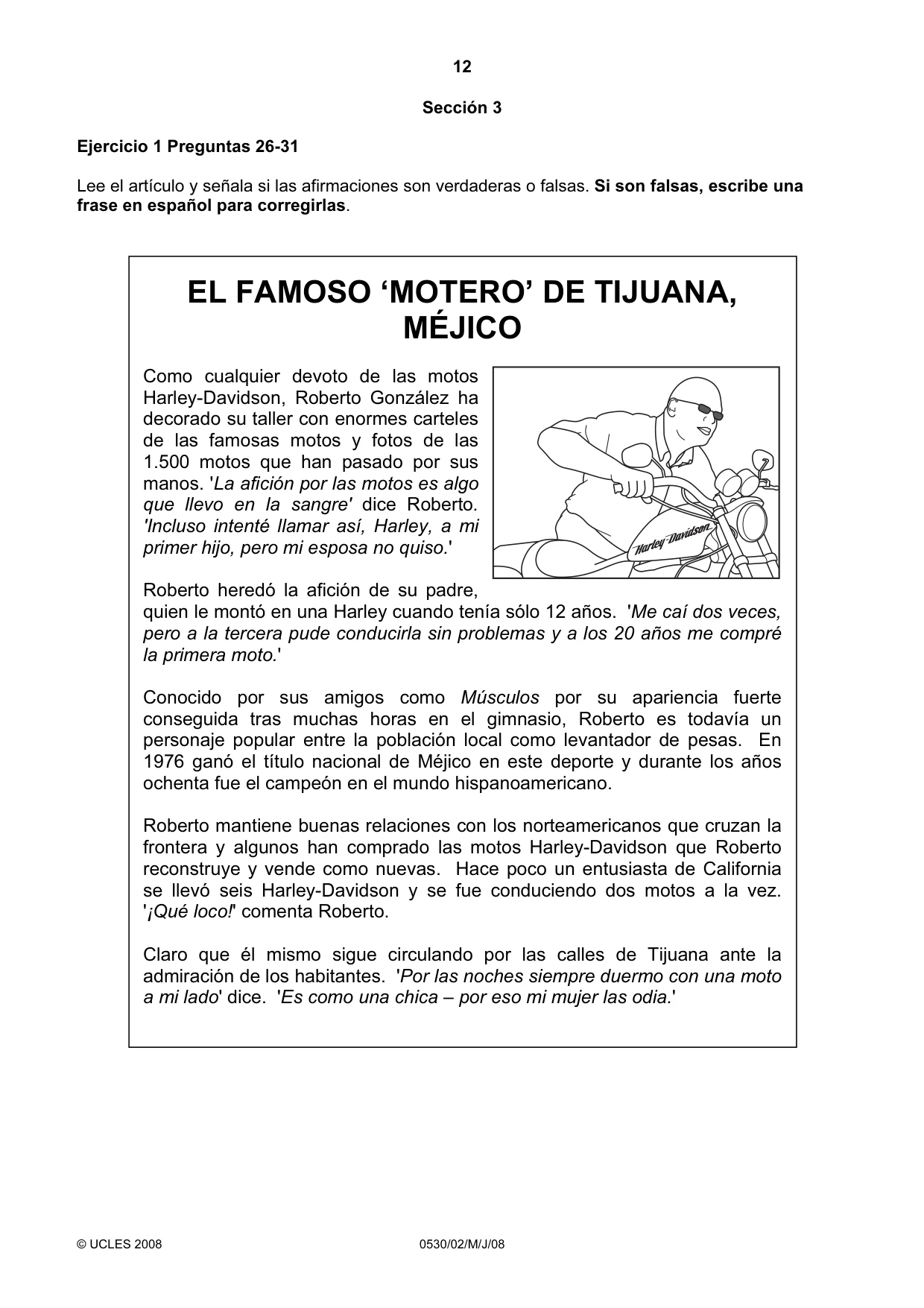 Cambridge IGCSE Spanish - Foreign Language 0530 2008 May/June Paper 2 · Variant 1 question paper, page 12 of 16