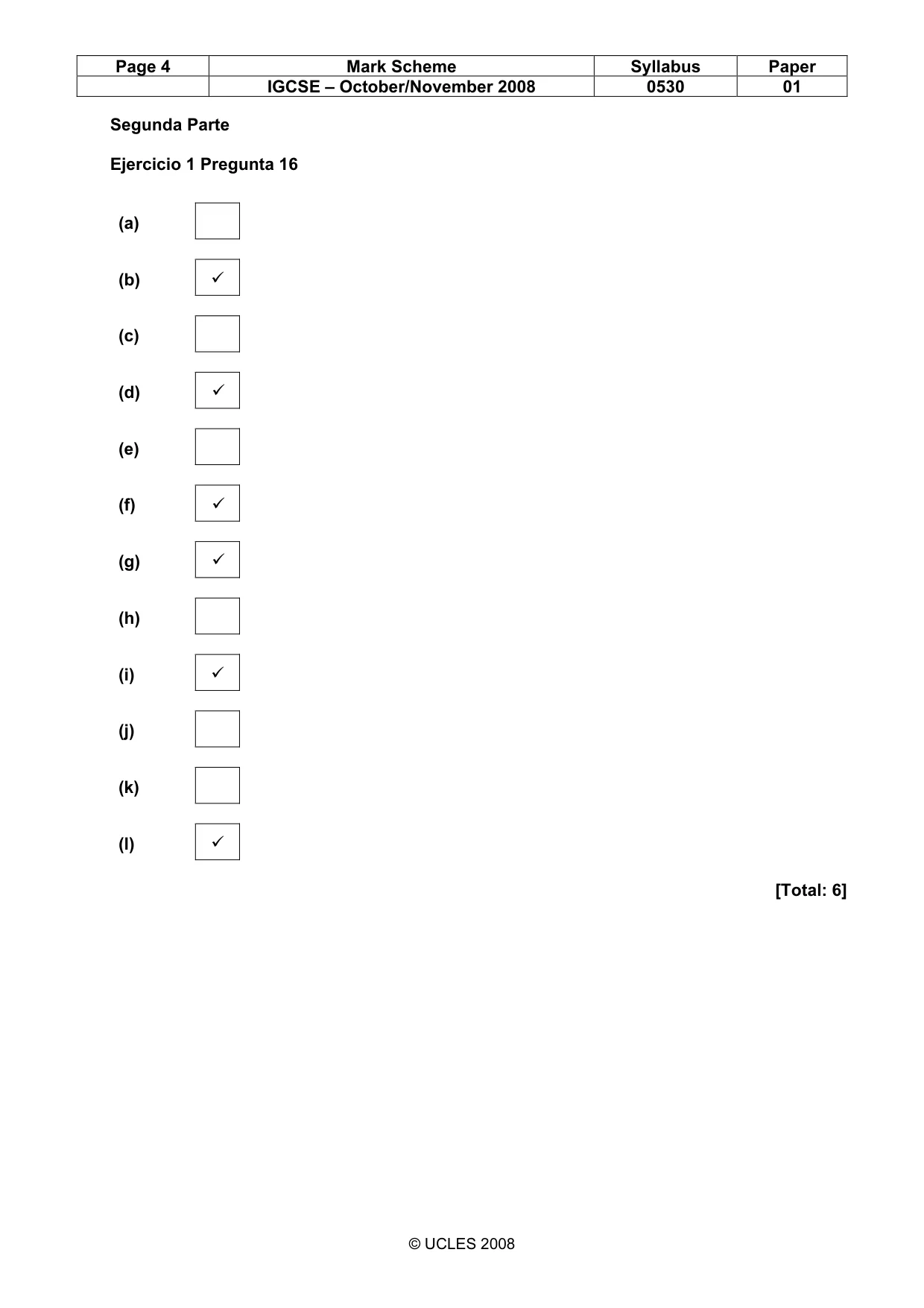 Mark scheme, page 4 of 6