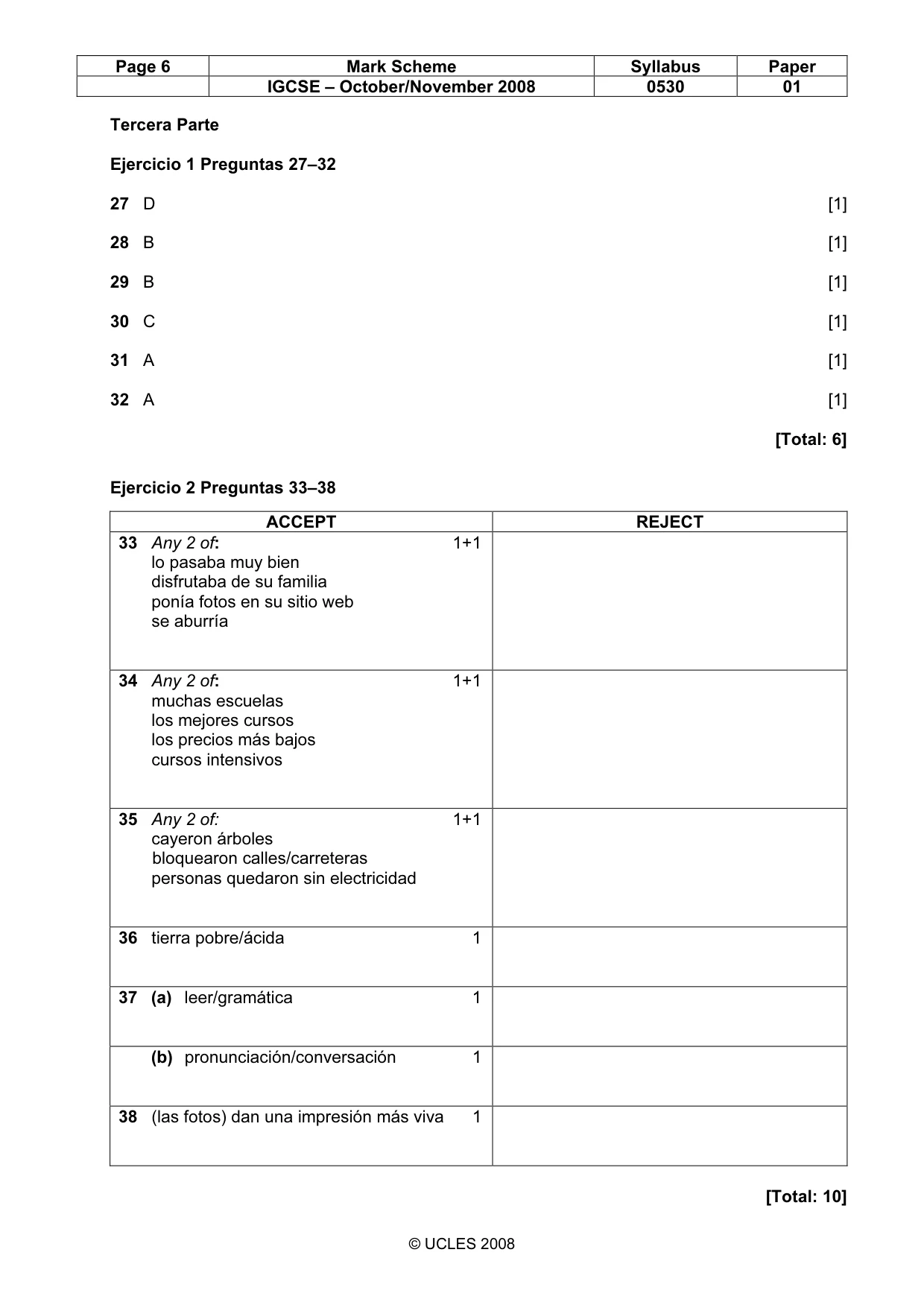 Mark scheme, page 6 of 6