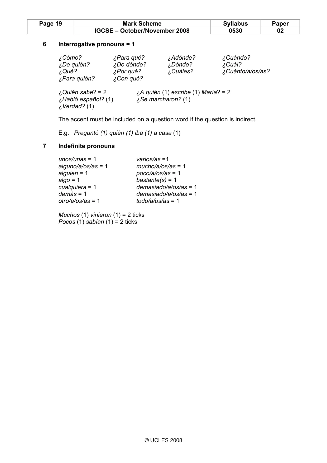 Mark scheme, page 19 of 22