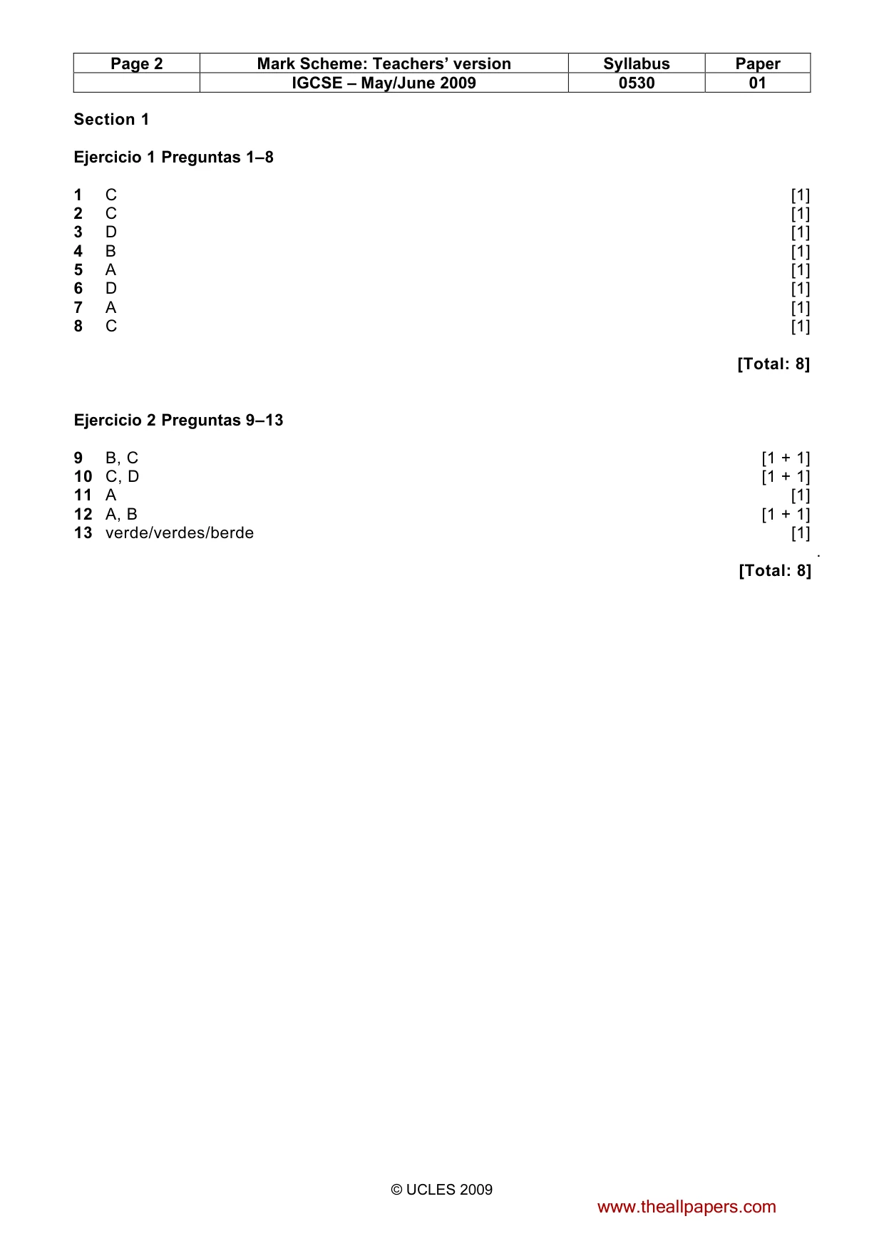 Mark scheme, page 2 of 4