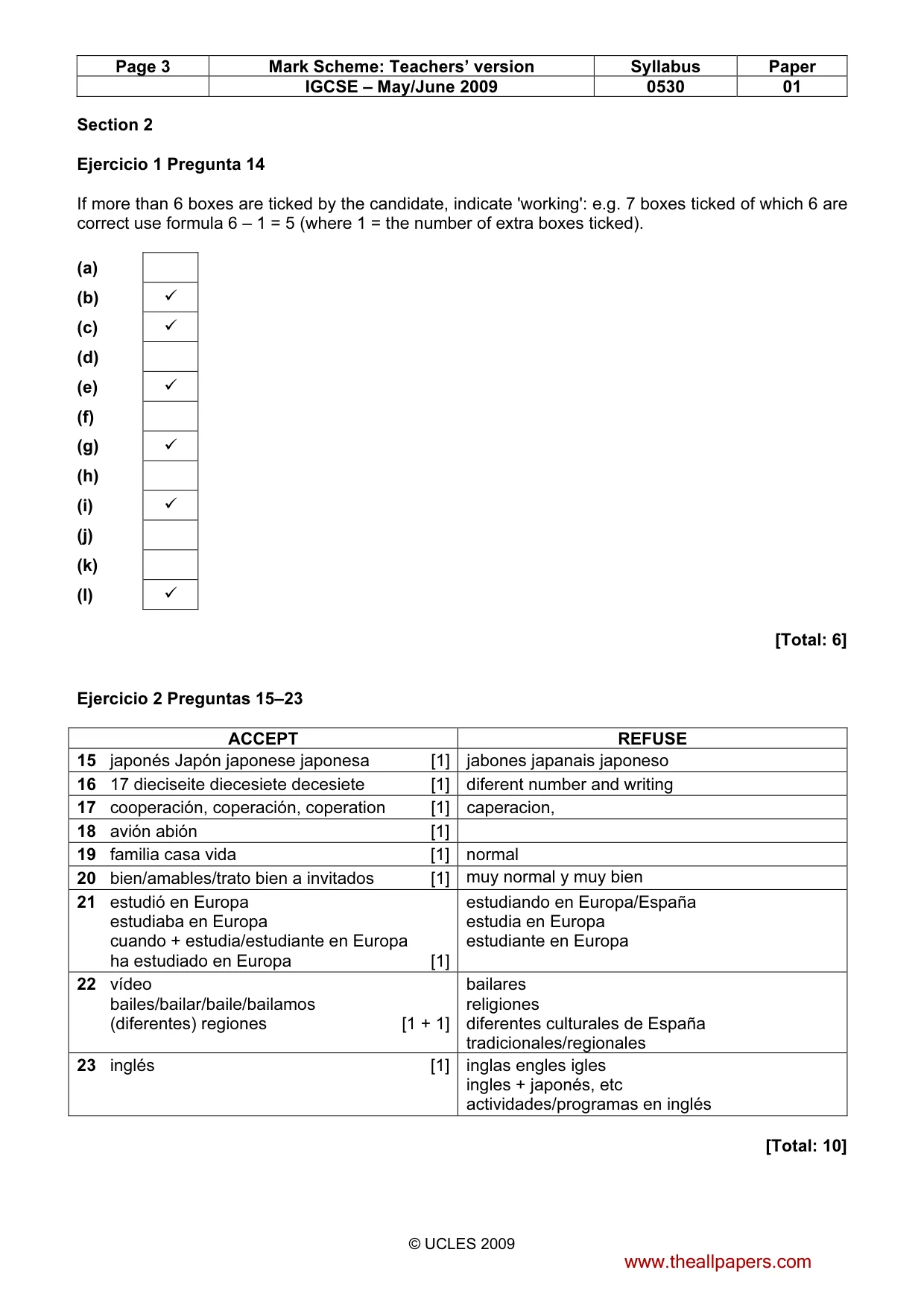 Mark scheme, page 3 of 4