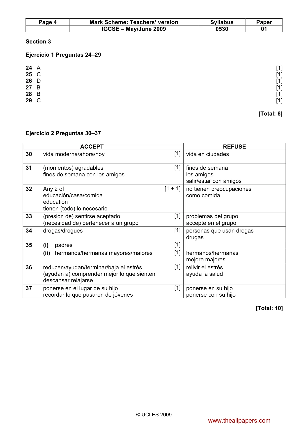 Mark scheme, page 4 of 4