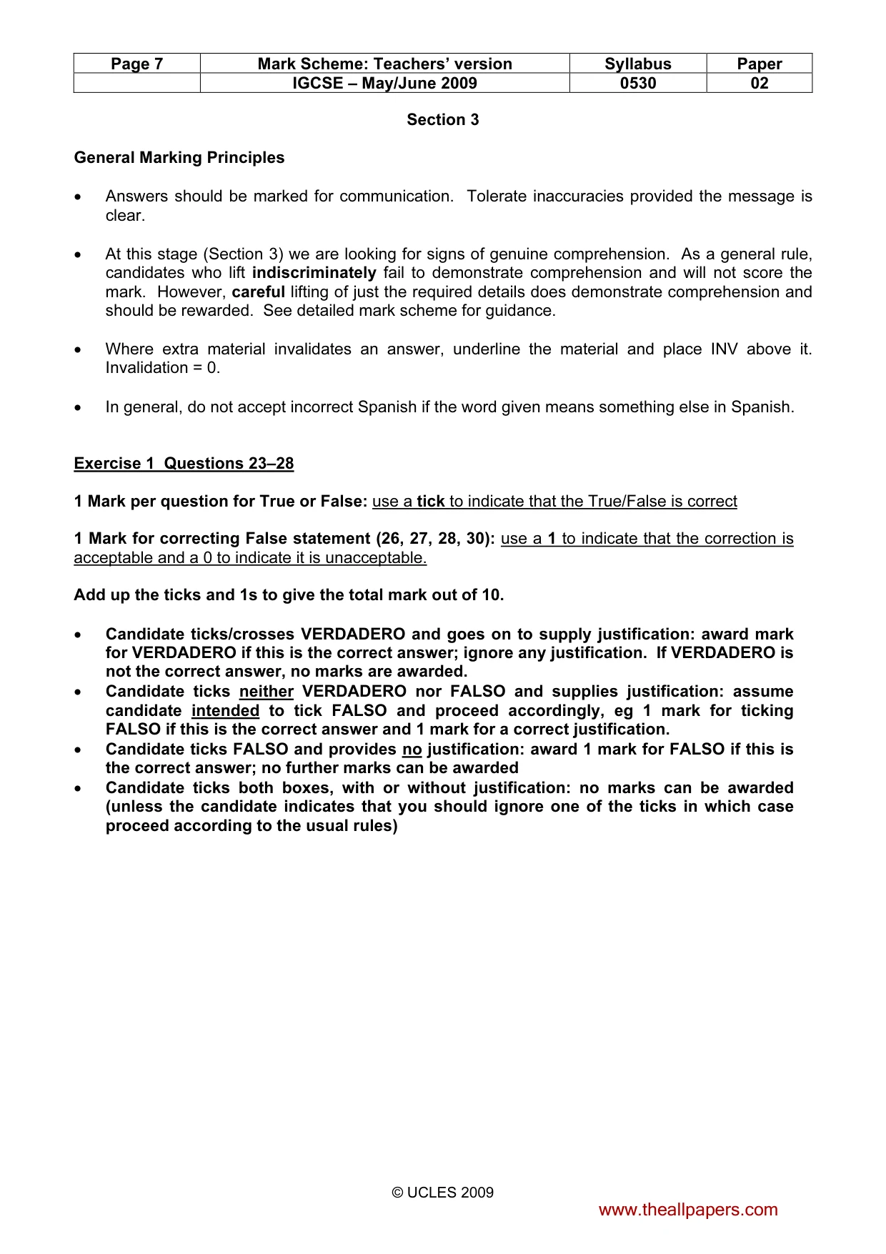 Mark scheme, page 7 of 9
