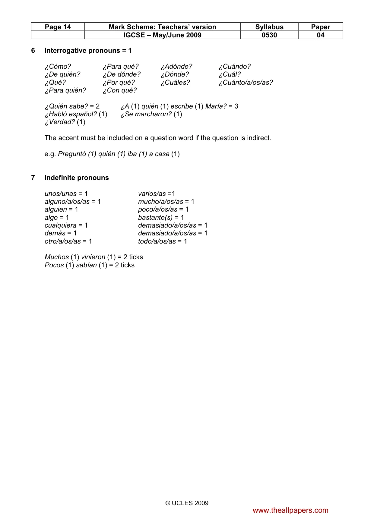 Mark scheme, page 14 of 19