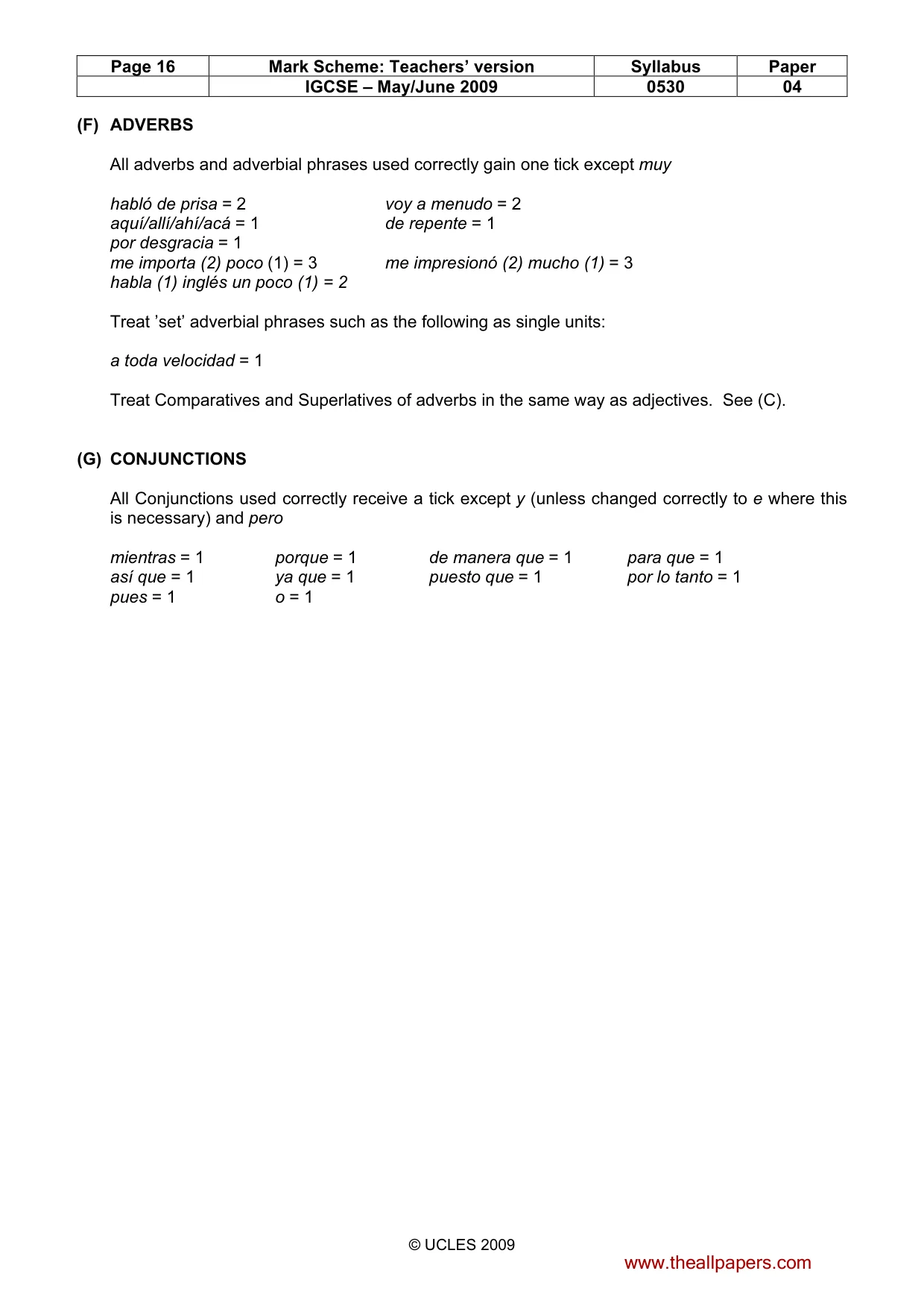 Mark scheme, page 16 of 19