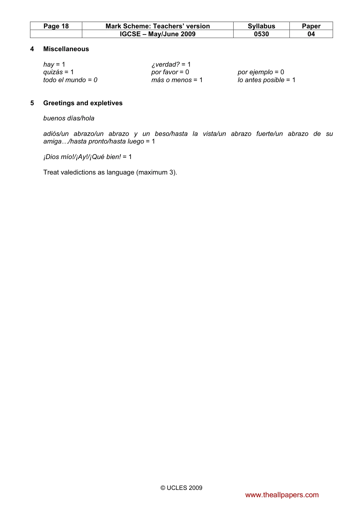 Mark scheme, page 18 of 19