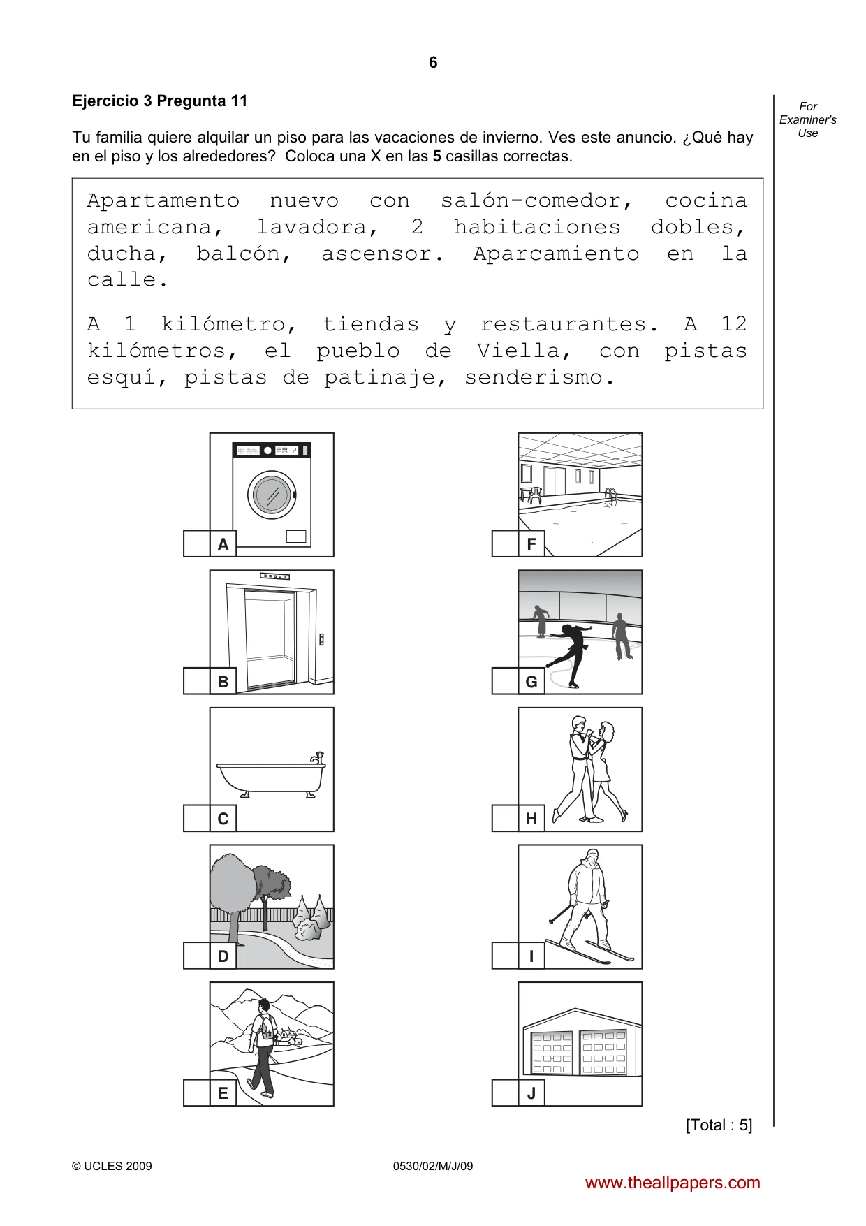 Cambridge IGCSE Spanish - Foreign Language 0530 2009 May/June Paper 2 · Variant 1 question paper, page 6 of 16