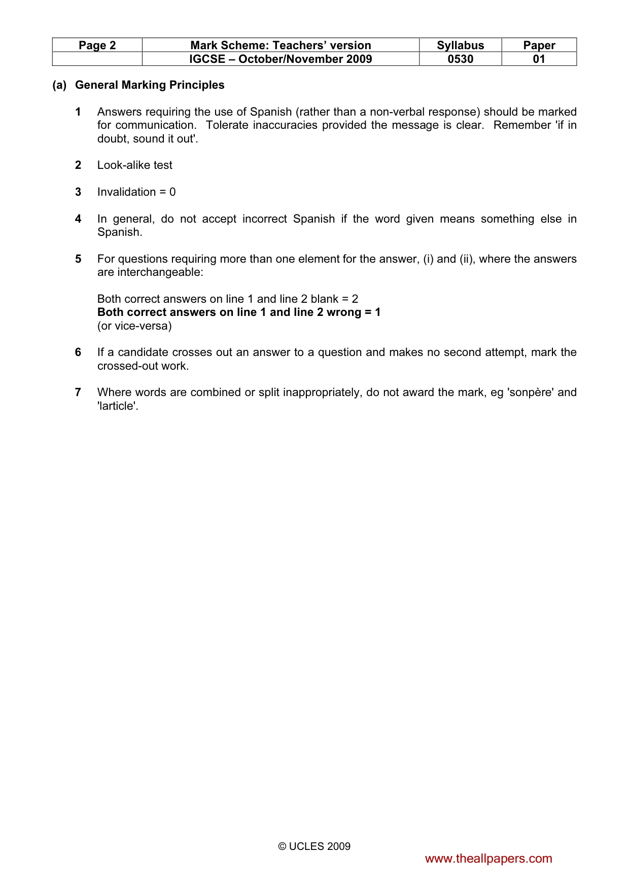 Mark scheme, page 2 of 7