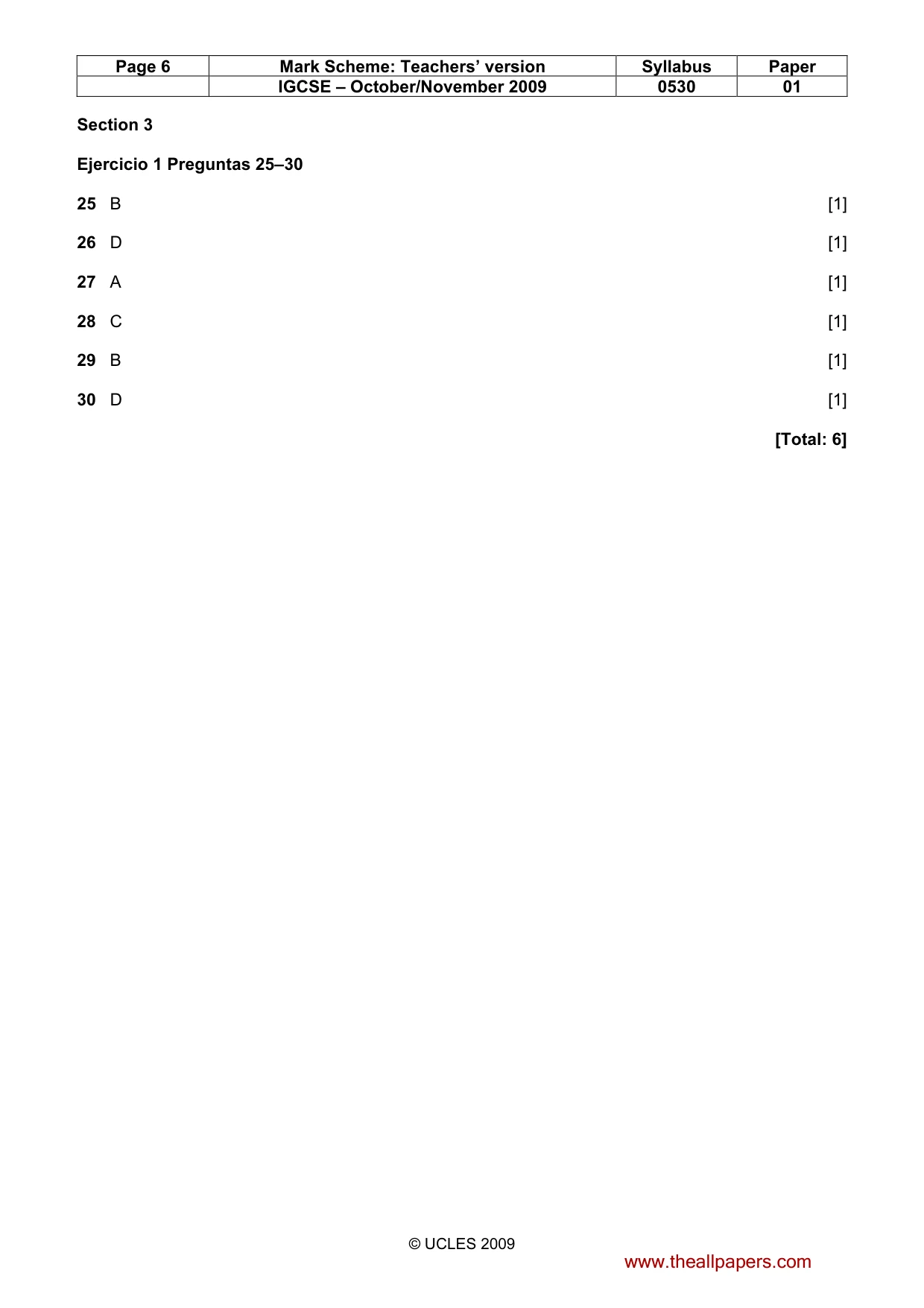 Mark scheme, page 6 of 7