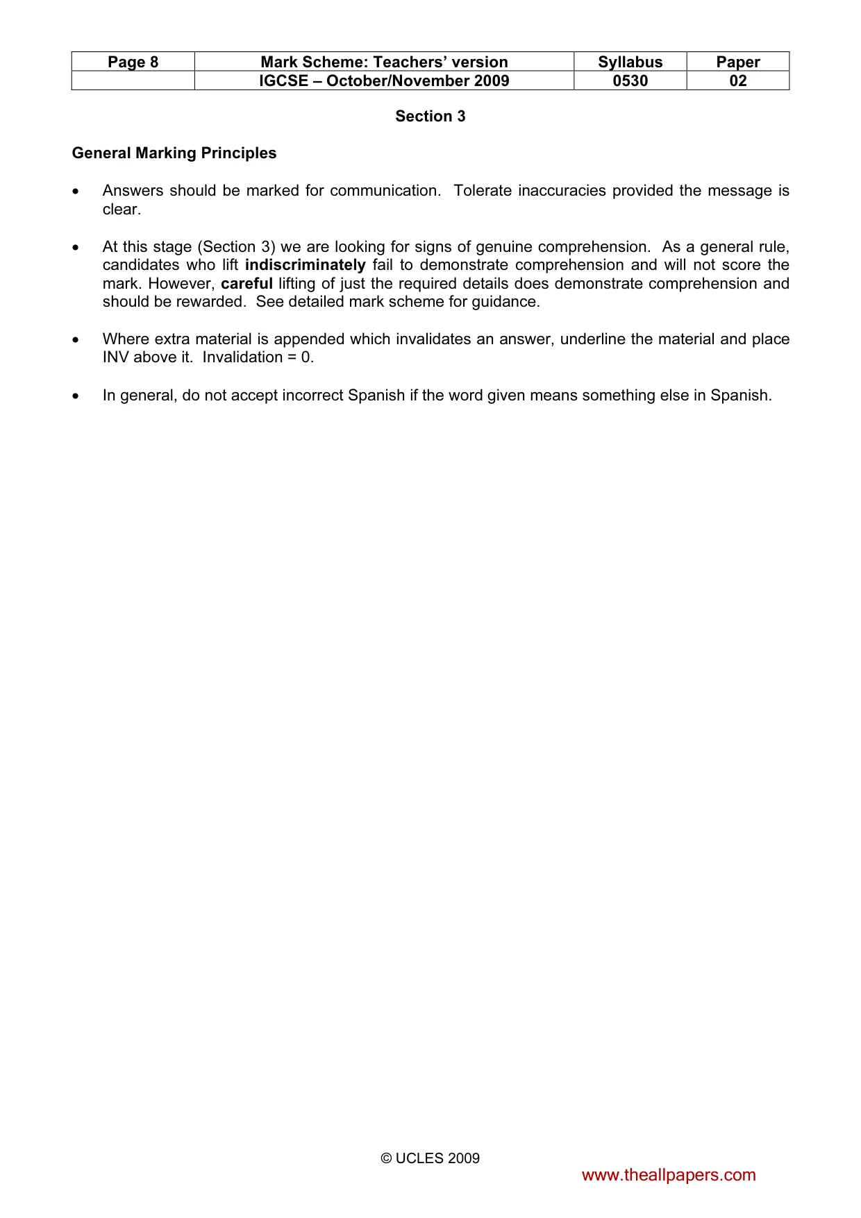 Mark scheme, page 8 of 10