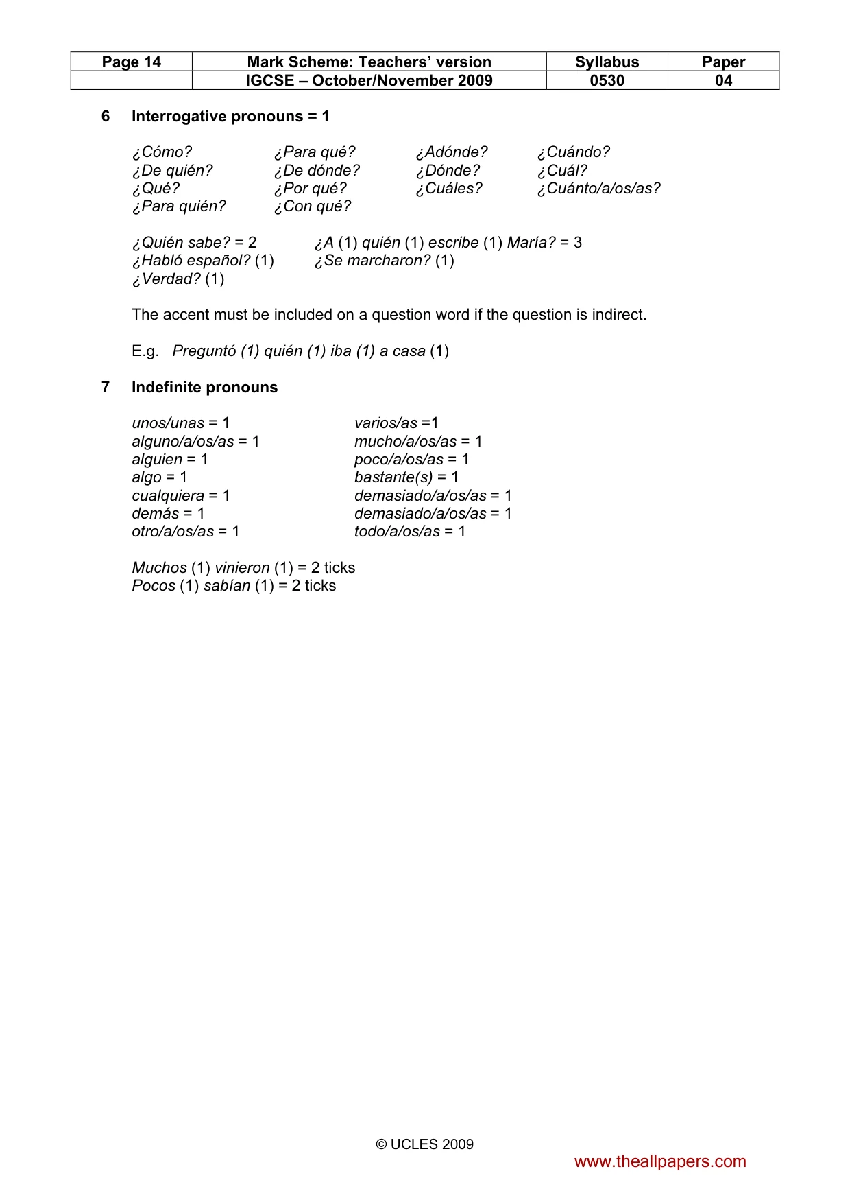 Mark scheme, page 14 of 18