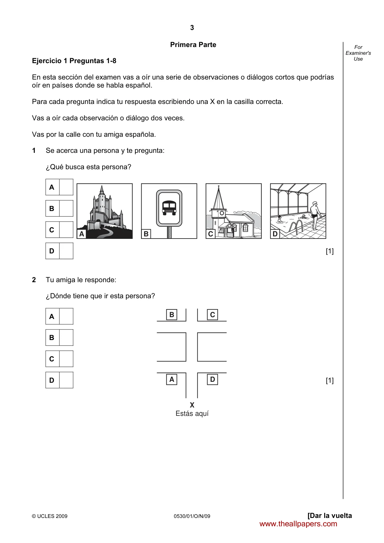 Cambridge IGCSE Spanish - Foreign Language 0530 2009 Oct/Nov Paper 1 · Variant 1 question paper, page 3 of 12